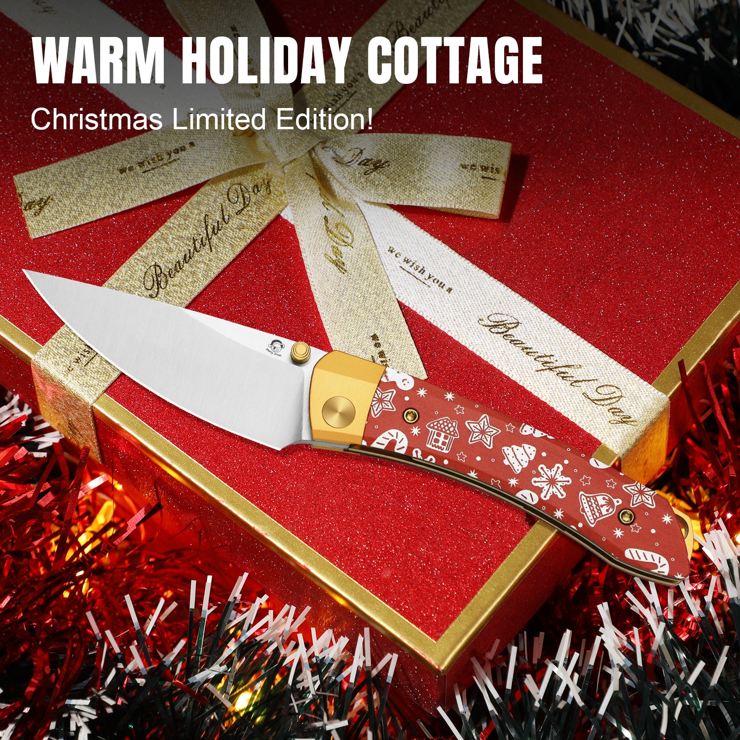 Christmas | Mini MoMo | Nitro-V | Aluminum &  Micarta | KizerV™ 3663MC1 | Limited