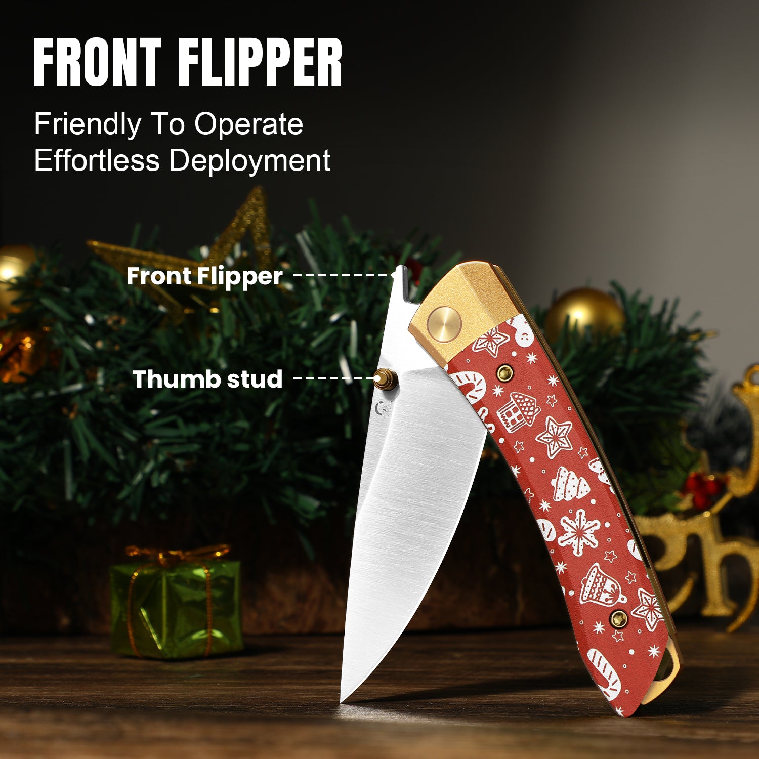 Christmas | Mini MoMo | Nitro-V | Aluminum &  Micarta | KizerV™ 3663MC1 | Limited