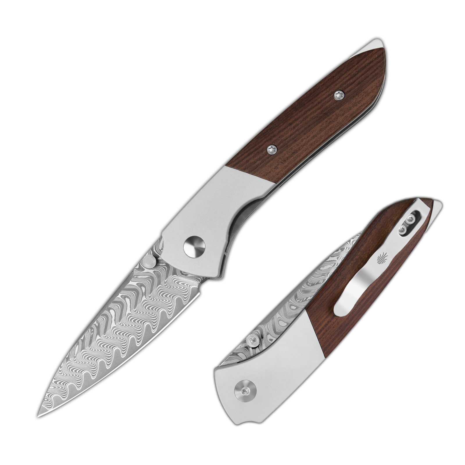 Spitfire 3.13 inch Damascus Steel Aluminum & Mkuruti Wood V3690A3