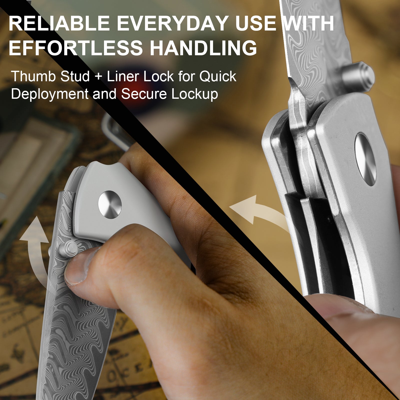 Spitfire | Damascus Steel | Aluminum & Mkuruti Wood | V3690A3