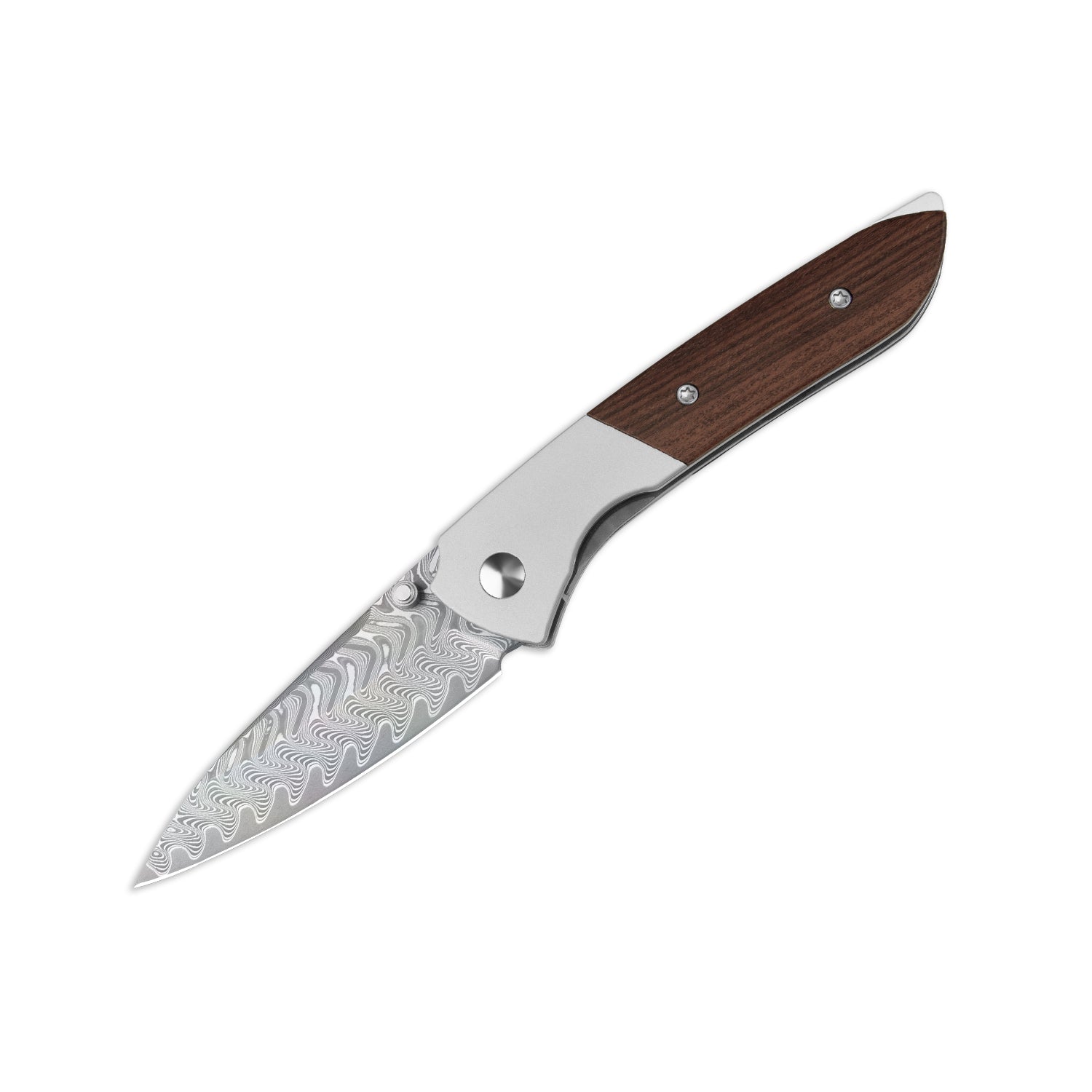 Spitfire | Vibrant Acid-Washed Finish | Damascus Steel | Aluminum & Mkuruti Wood | V3690A4