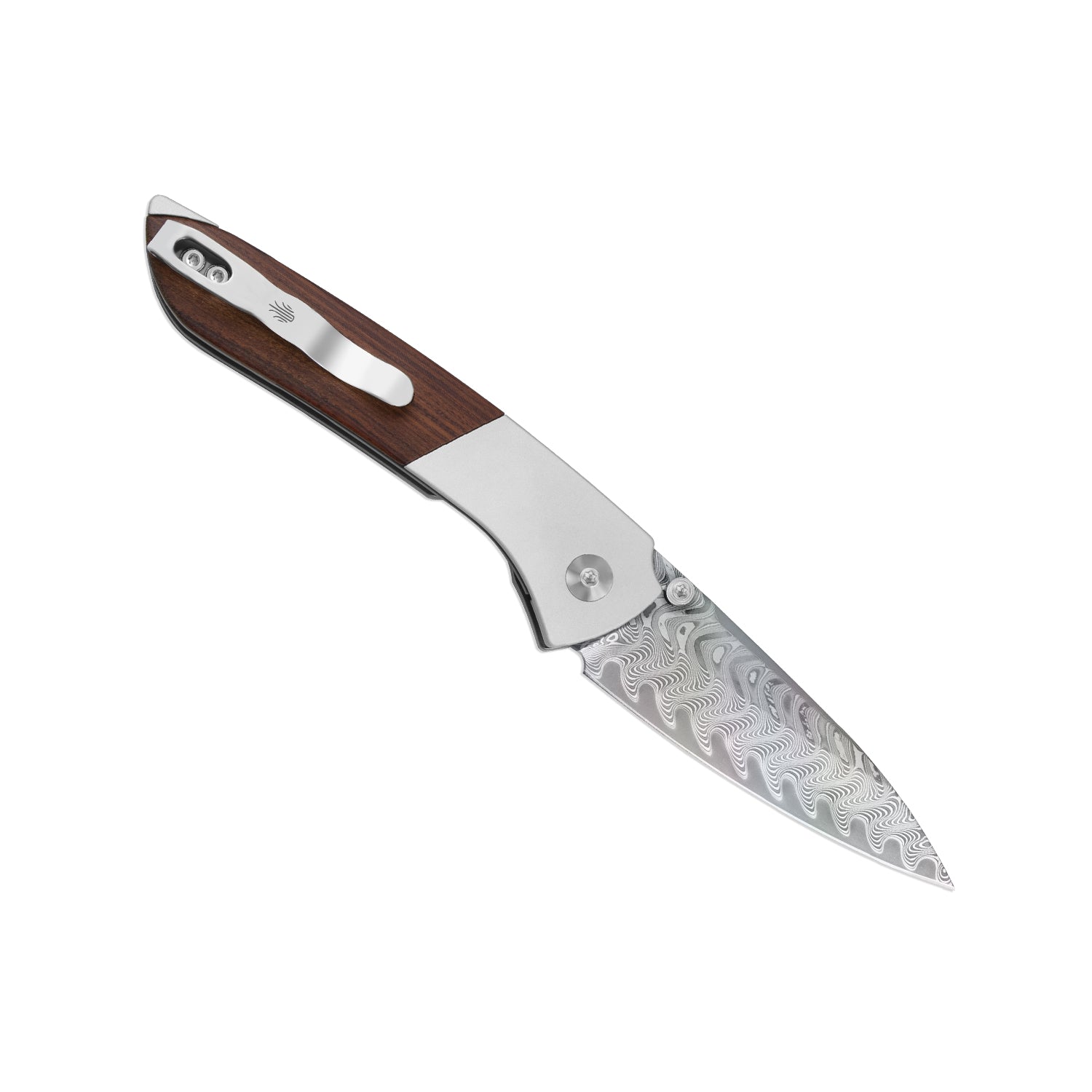 Spitfire | Vibrant Acid-Washed Finish | Damascus Steel | Aluminum & Mkuruti Wood | V3690A4