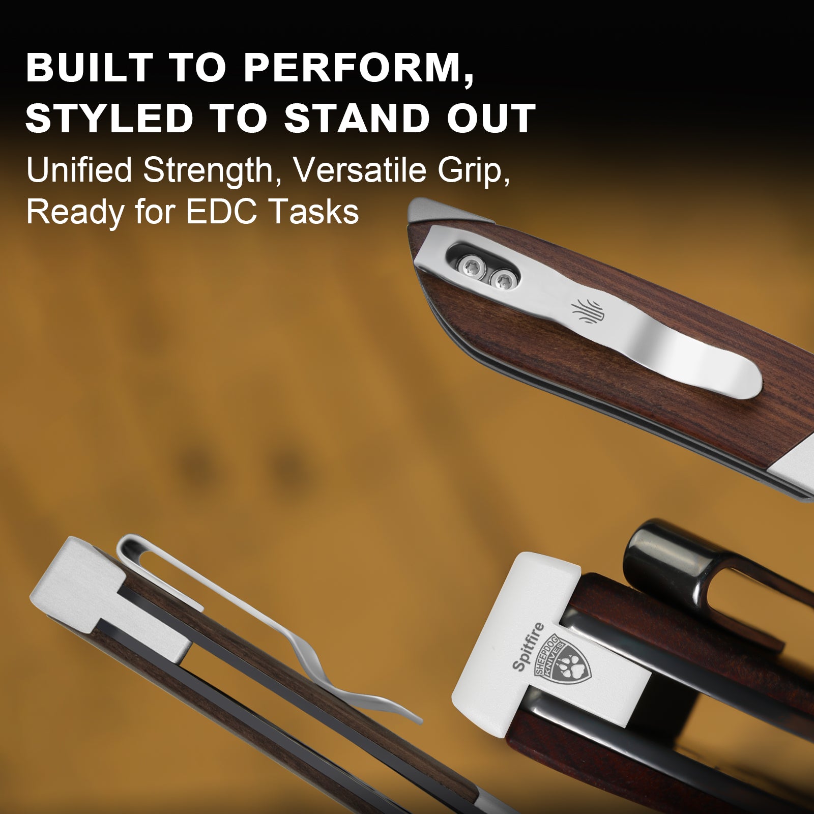 Spitfire | Vibrant Acid-Washed Finish | Damascus Steel | Aluminum & Mkuruti Wood | V3690A4