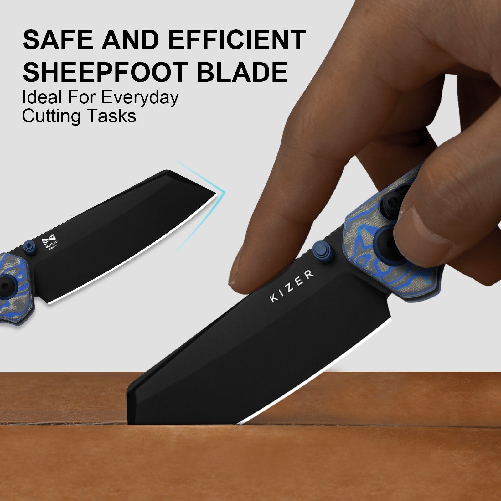 Madrac | Kizer Clutch Lock™ | Micarta With Vortex Pattern | Nitro-V | KizerV™ 3693A4