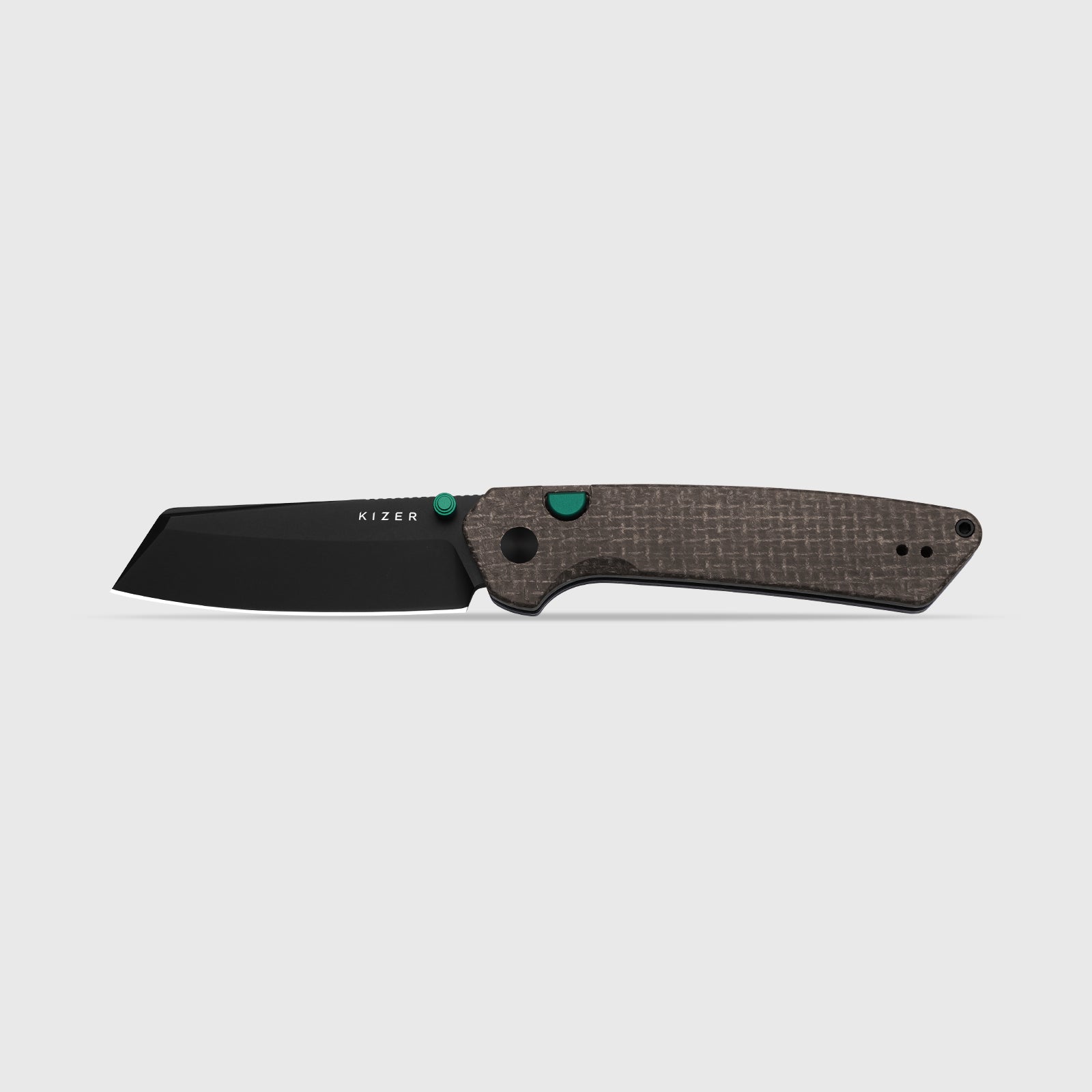 Madrac | Kizer Button Liner Lock™ | GID Canvas Micarta | 14C28N + Flat Grind + Black PVD Coating | KizerV™ 3693BSA4