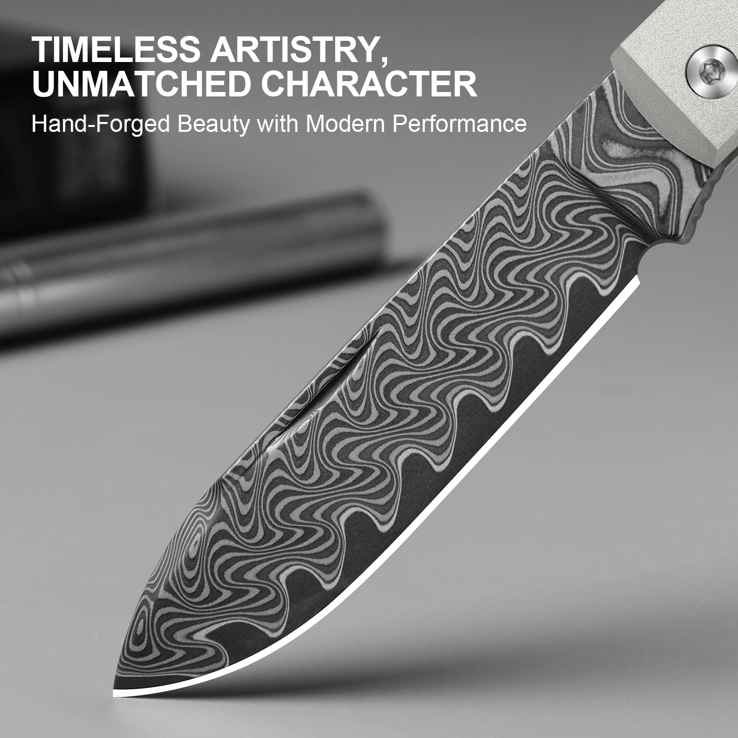 Trestle D | Acid-washed Damascus | Aluminum & Leopardwood | Slip Joint | KizerV™ 3760A3