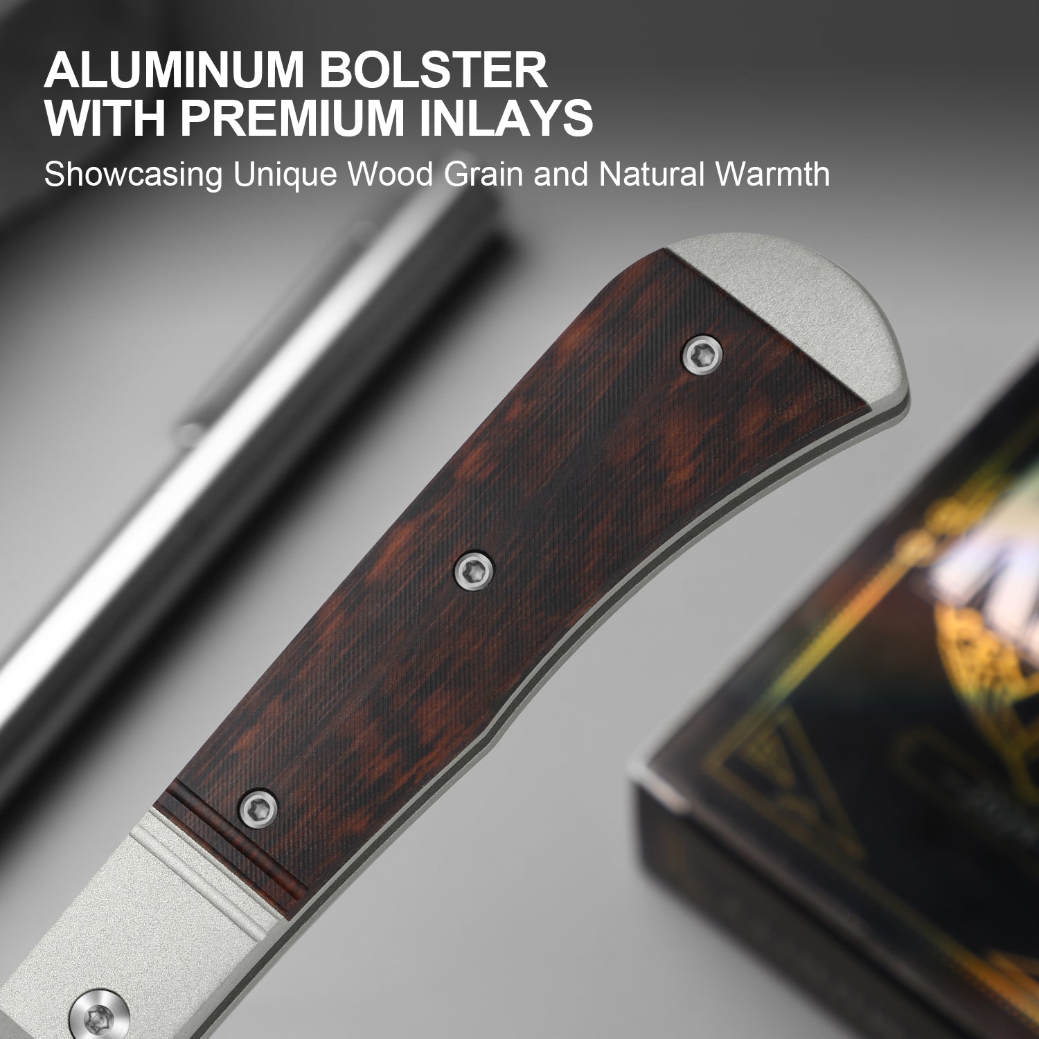 Trestle D 2.95 inch Damascus Aluminum & Leopardwood V3760A3-Kizer