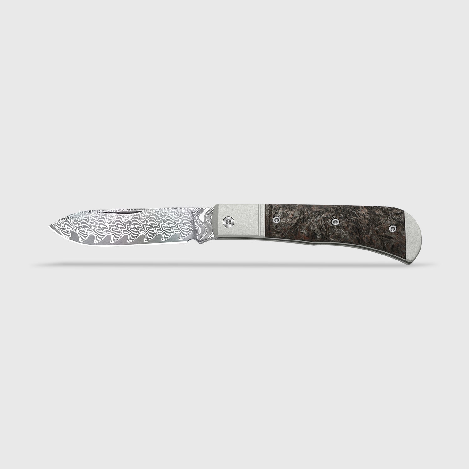 Trestle D With Pac-Bar | Rainbow Damascus | Aluminum & Fat Carbon | Slip Joint | KizerV™ 3760A4