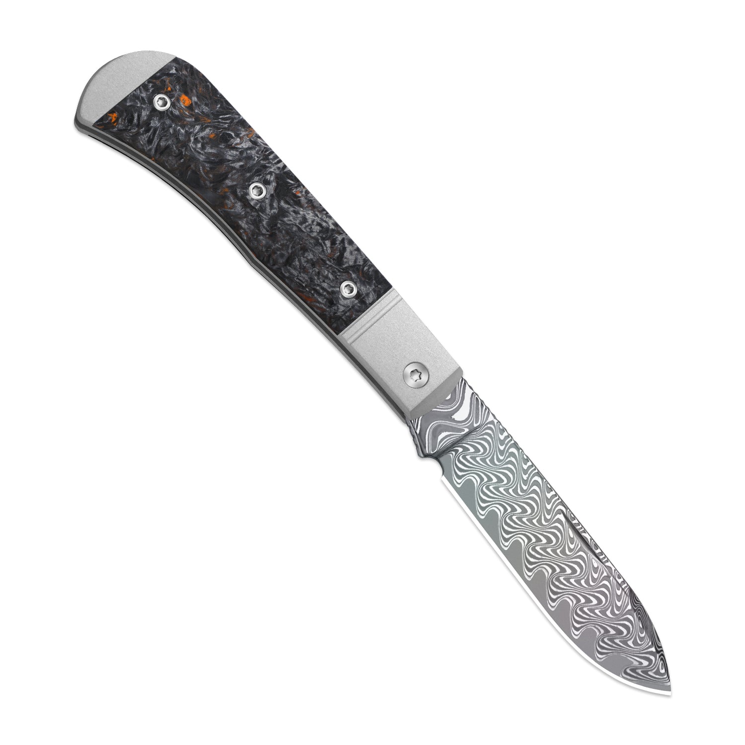 Trestle D With Pac-Bar | Rainbow Damascus | Aluminum & Fat Carbon | Slip Joint | KizerV™ 3760A6
