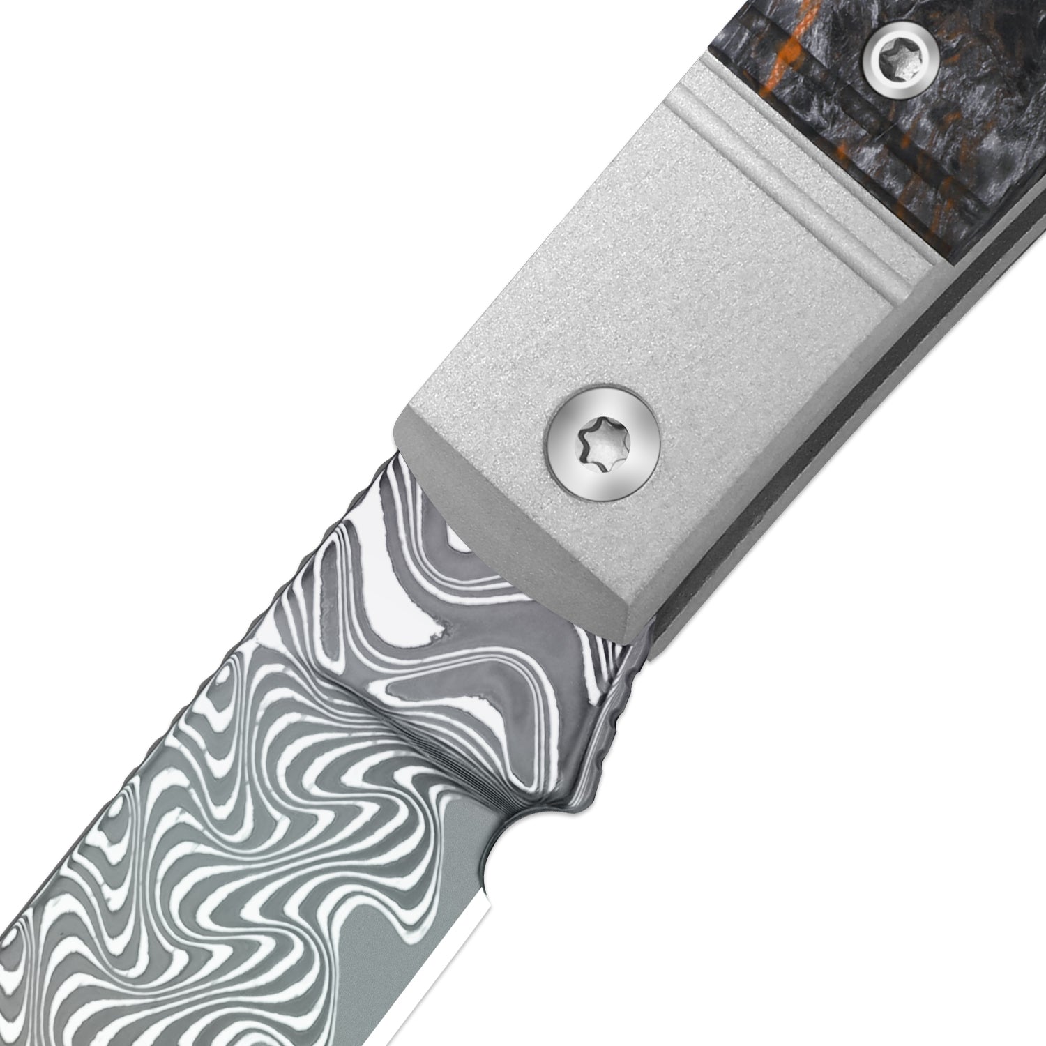 Trestle D 2.95 inch Rainbow Damascus Aluminum & Fat Carbon V3760A6