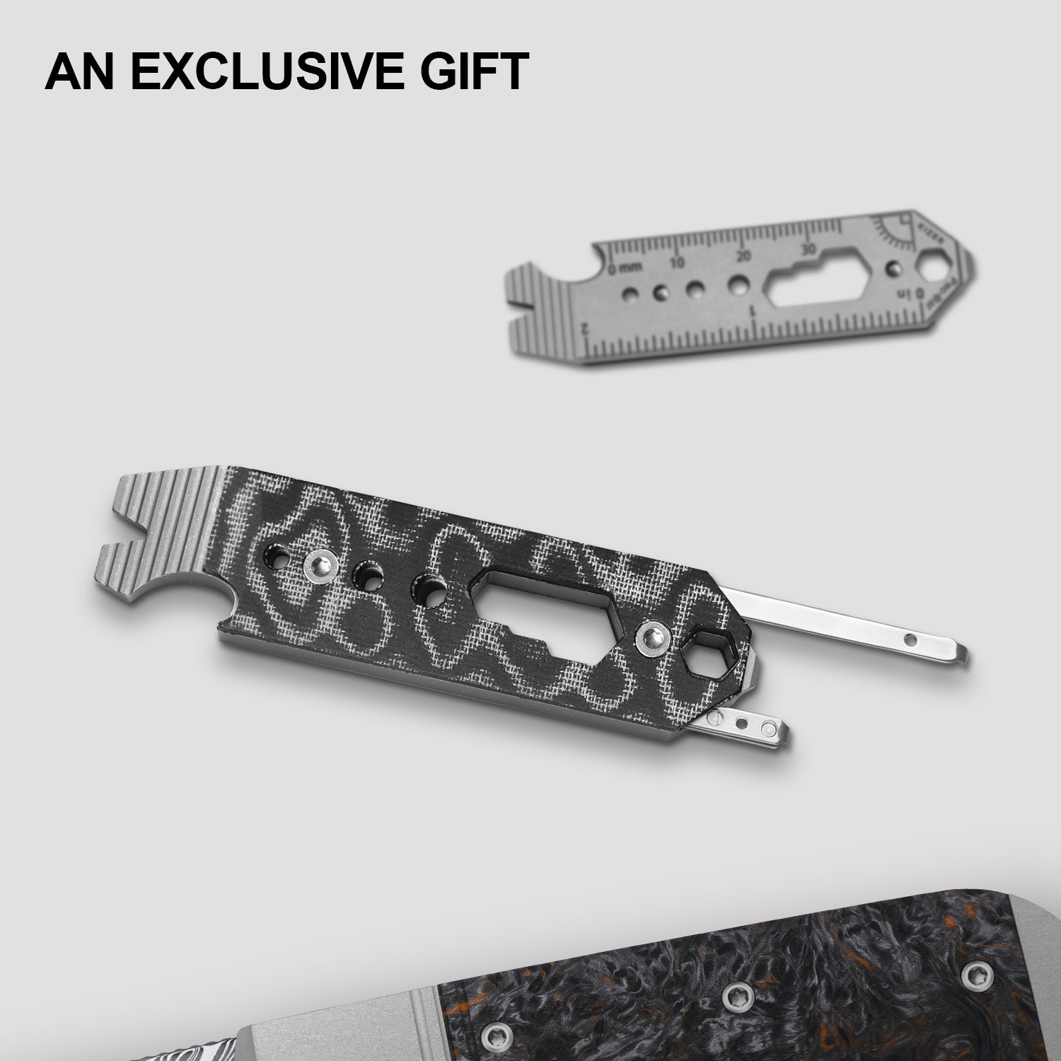 Trestle D 2.95 inch Rainbow Damascus Aluminum & Fat Carbon V3760A6