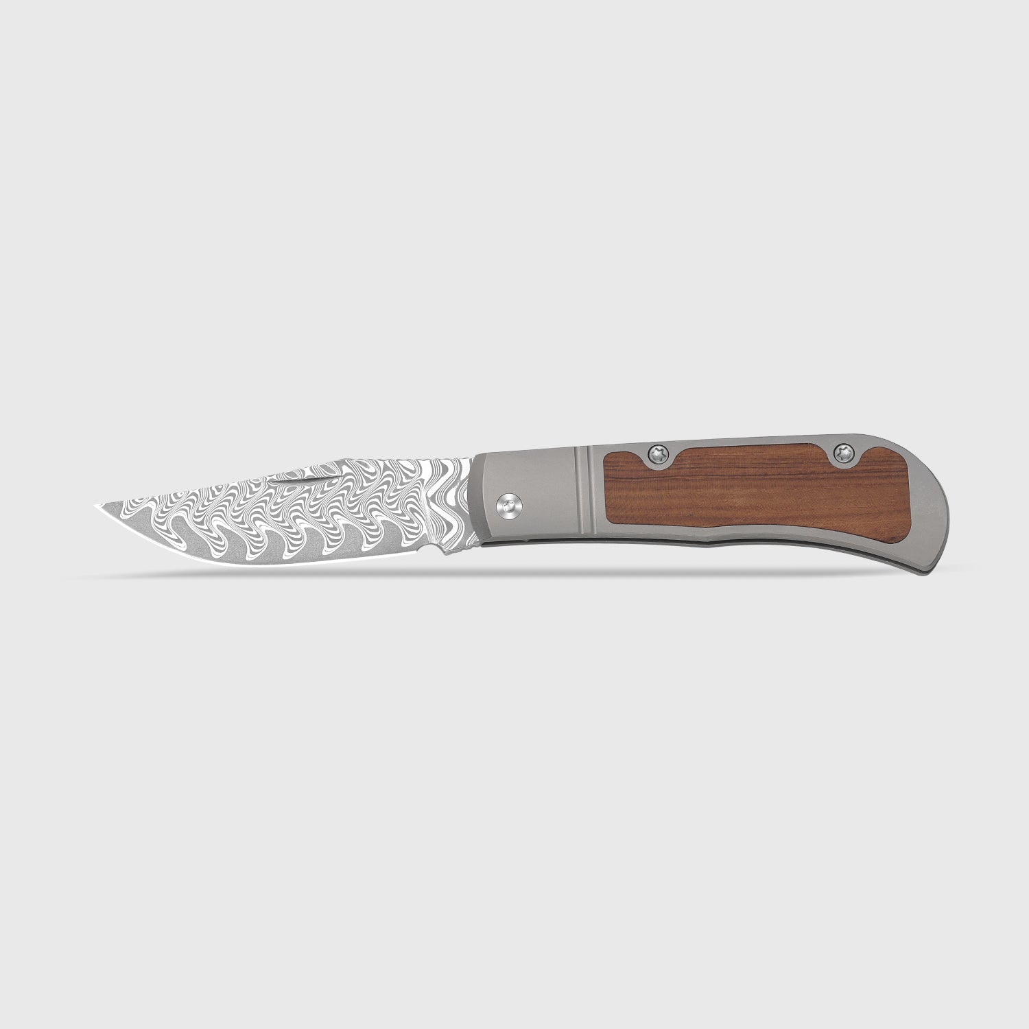 Trestle | Damascus | Titanium & Mkuruti Wood | KizerV™ 3761A2