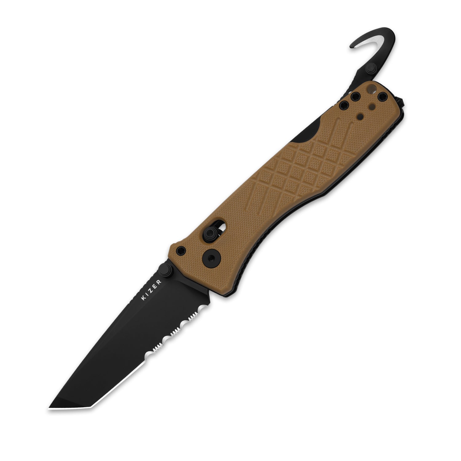 Aegis T | Partially-Serrated Edge | Kizer Clutch Lock™ | Rescue Hook & Glass Breaker | KizerV™ 3774CTA3