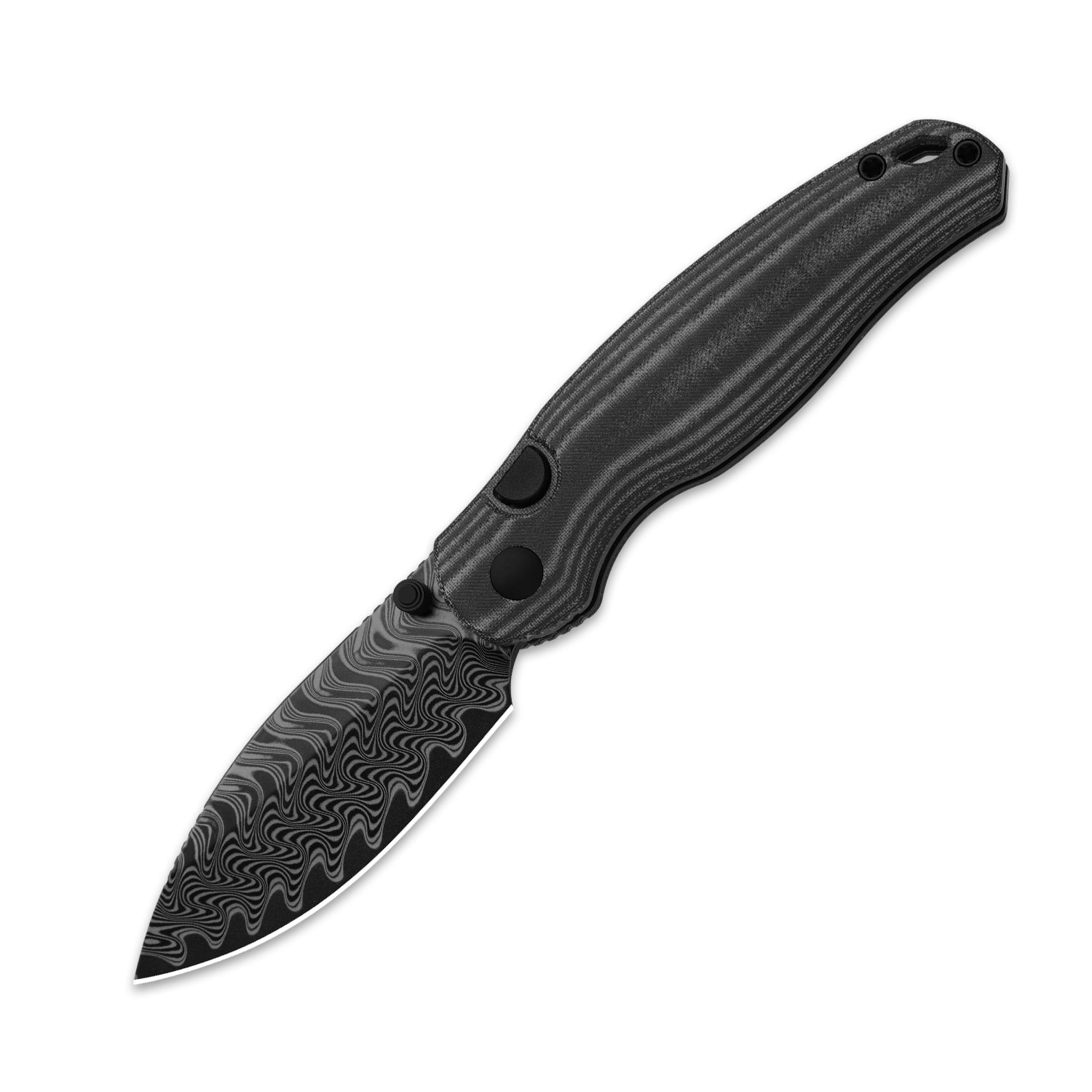 Phoca BD Damascus Norplex UltreX™ Micarta Button Liner Lock - Kizer
