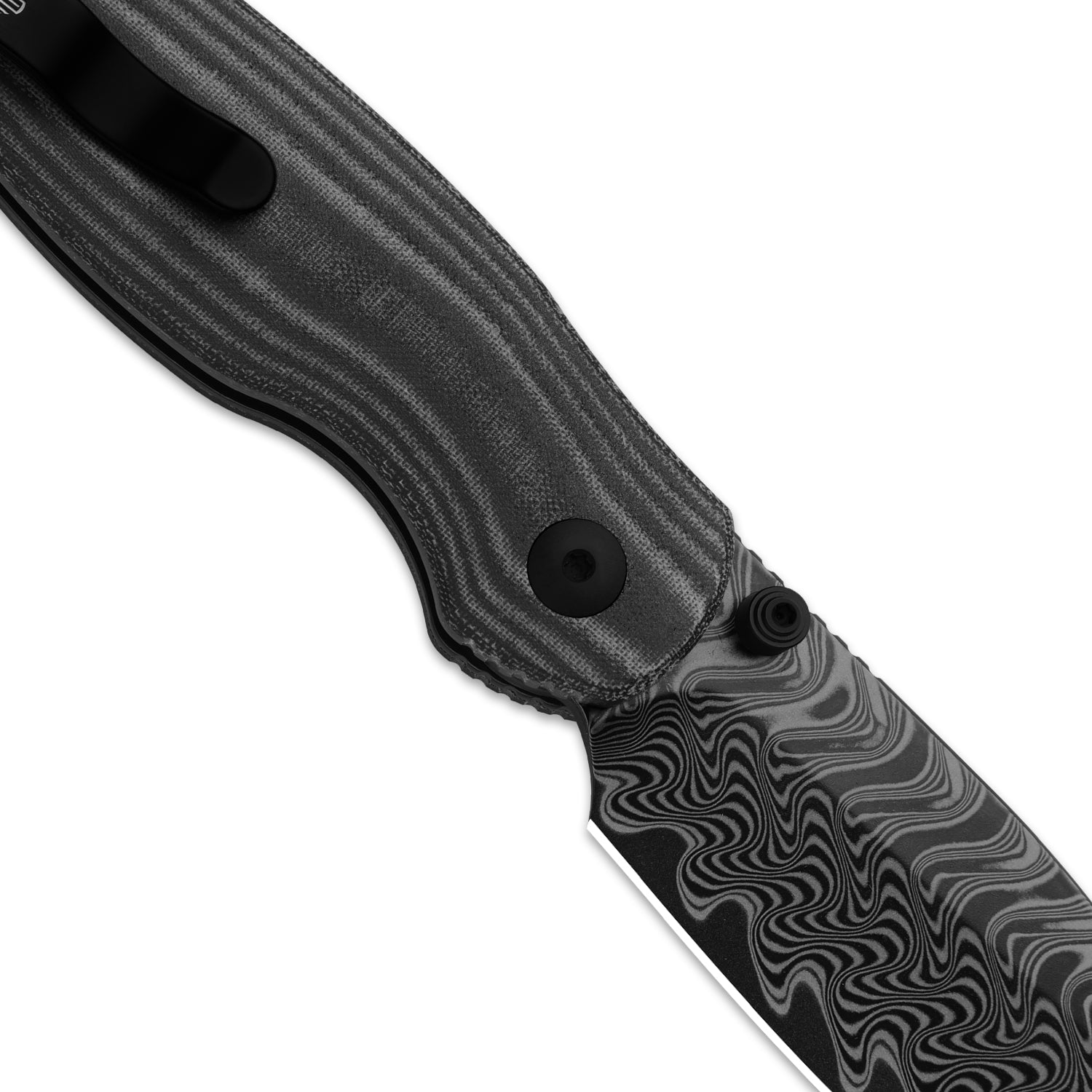 Phoca BD Damascus Norplex UltreX™ Micarta Button Liner Lock - Kizer