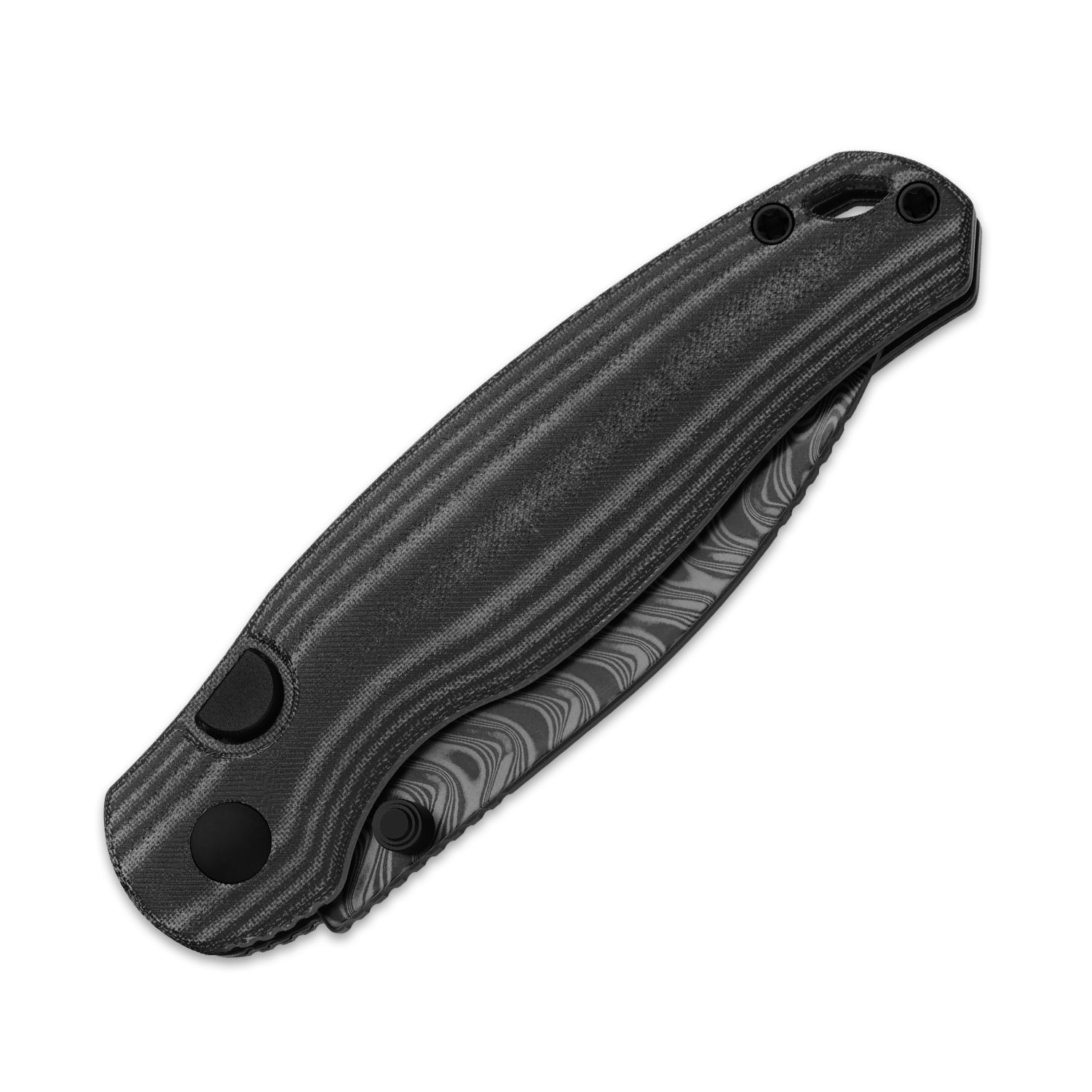 Phoca BD Damascus Norplex UltreX™ Micarta Button Liner Lock - Kizer