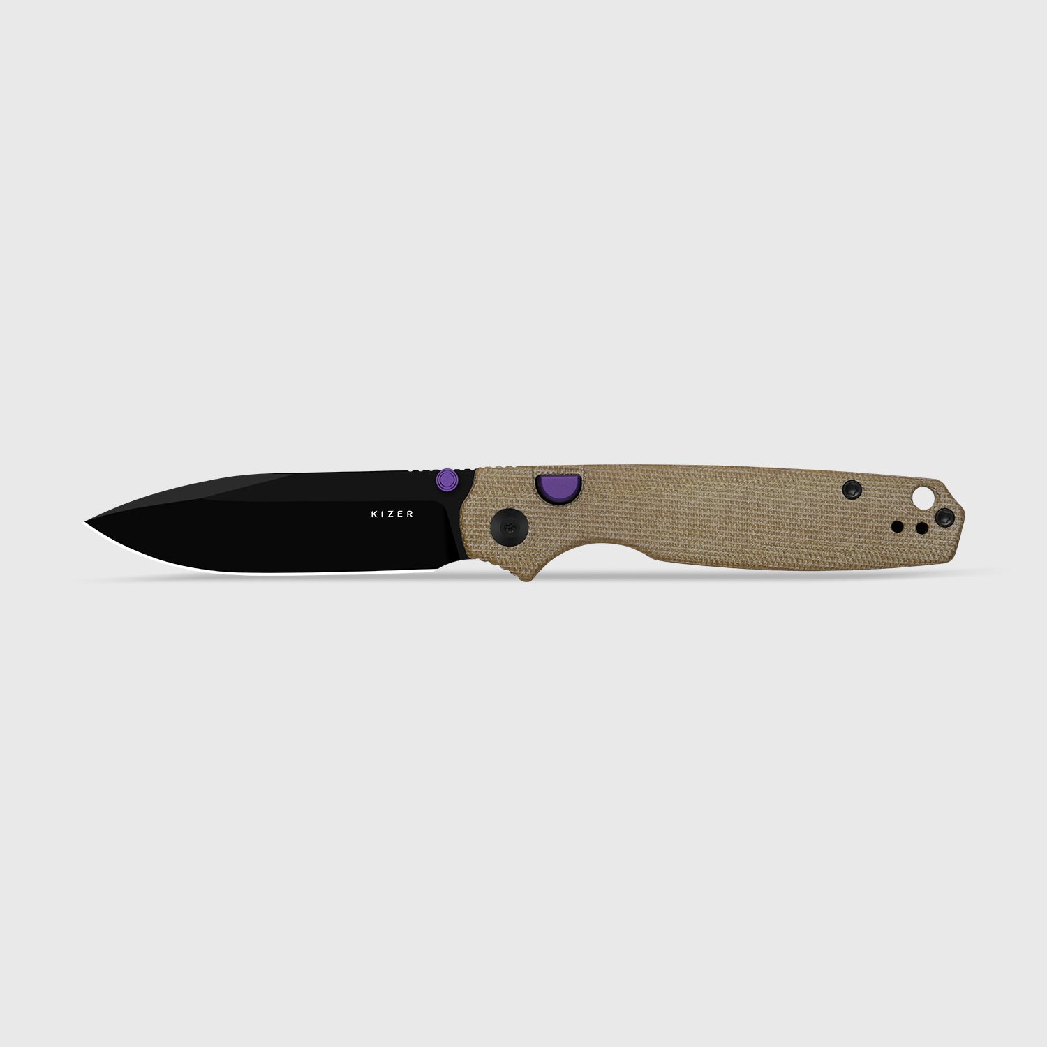 Pokiman BLL | Kizer Button Liner Lock™ | AEB-L | Brown Micarta Handle | KizerV™ 3789BDA1