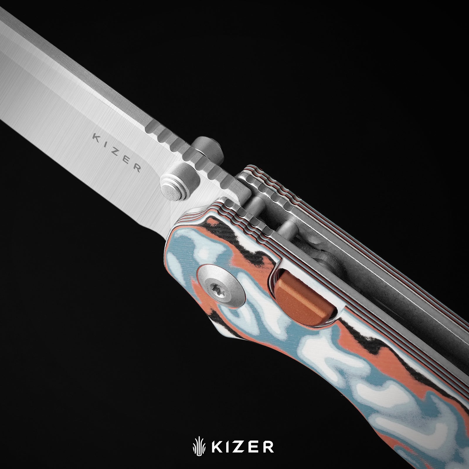 Pokiman BLL | Kizer Button Liner Lock™ | AEB-L | Aluminum Foil G10 Handle | KizerV™ 3789BCA1