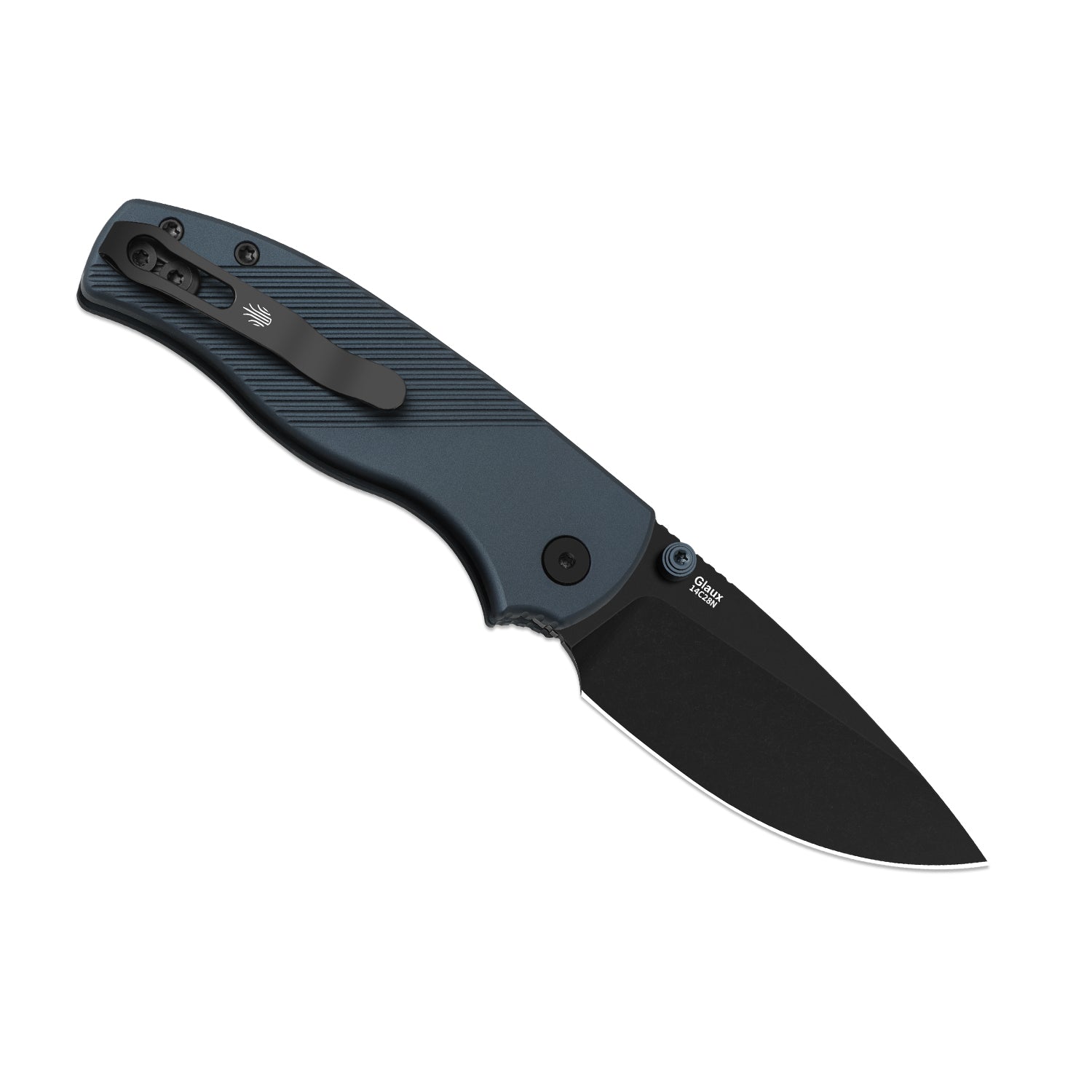 Glaux | Kizer Button Liner Lock™ | Aluminum | Black PVD Coating & Stonewashed | KizerV™ 3801A3