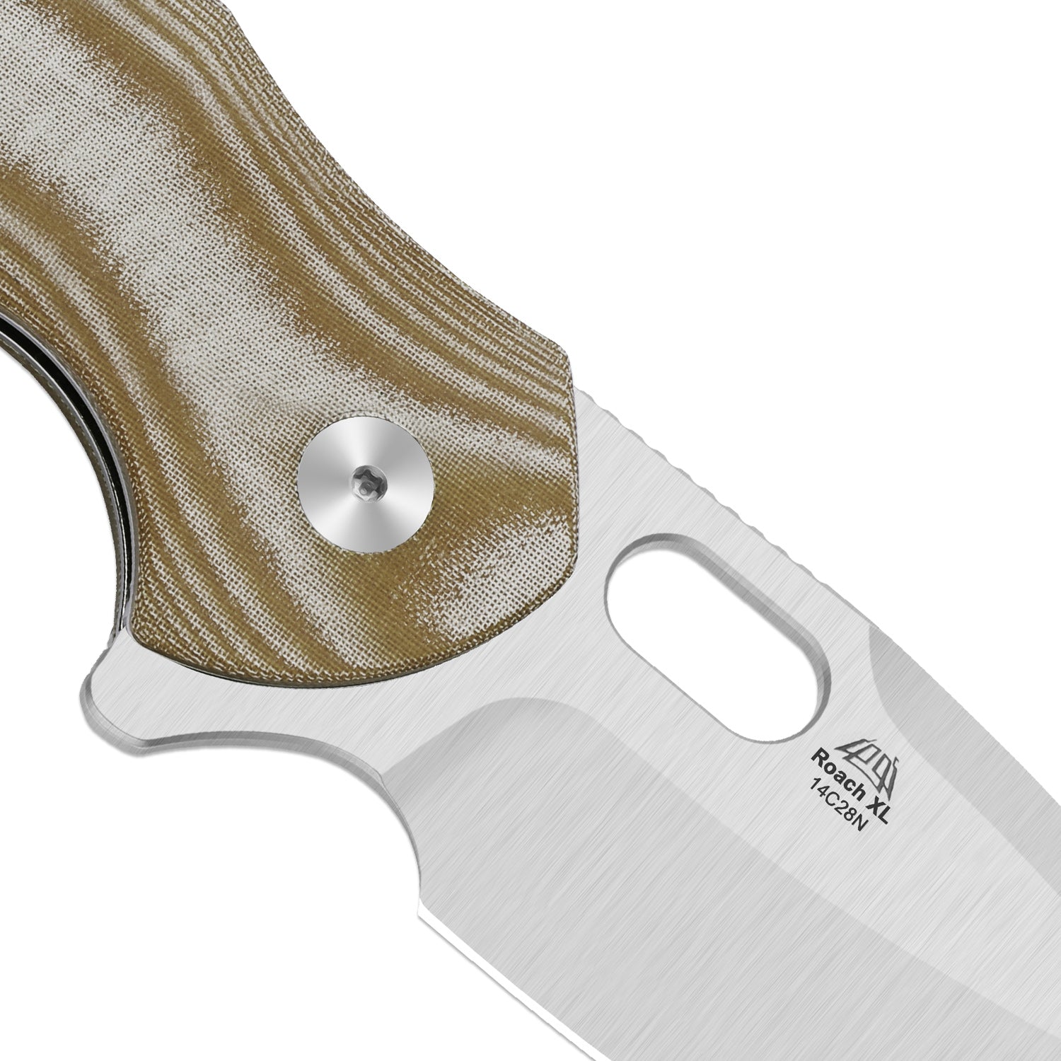 Roach XL | Kizer Button Liner Lock™ | 14C28N | Norplex UltreX™ Micarta | KizerV™ 4477BDA1