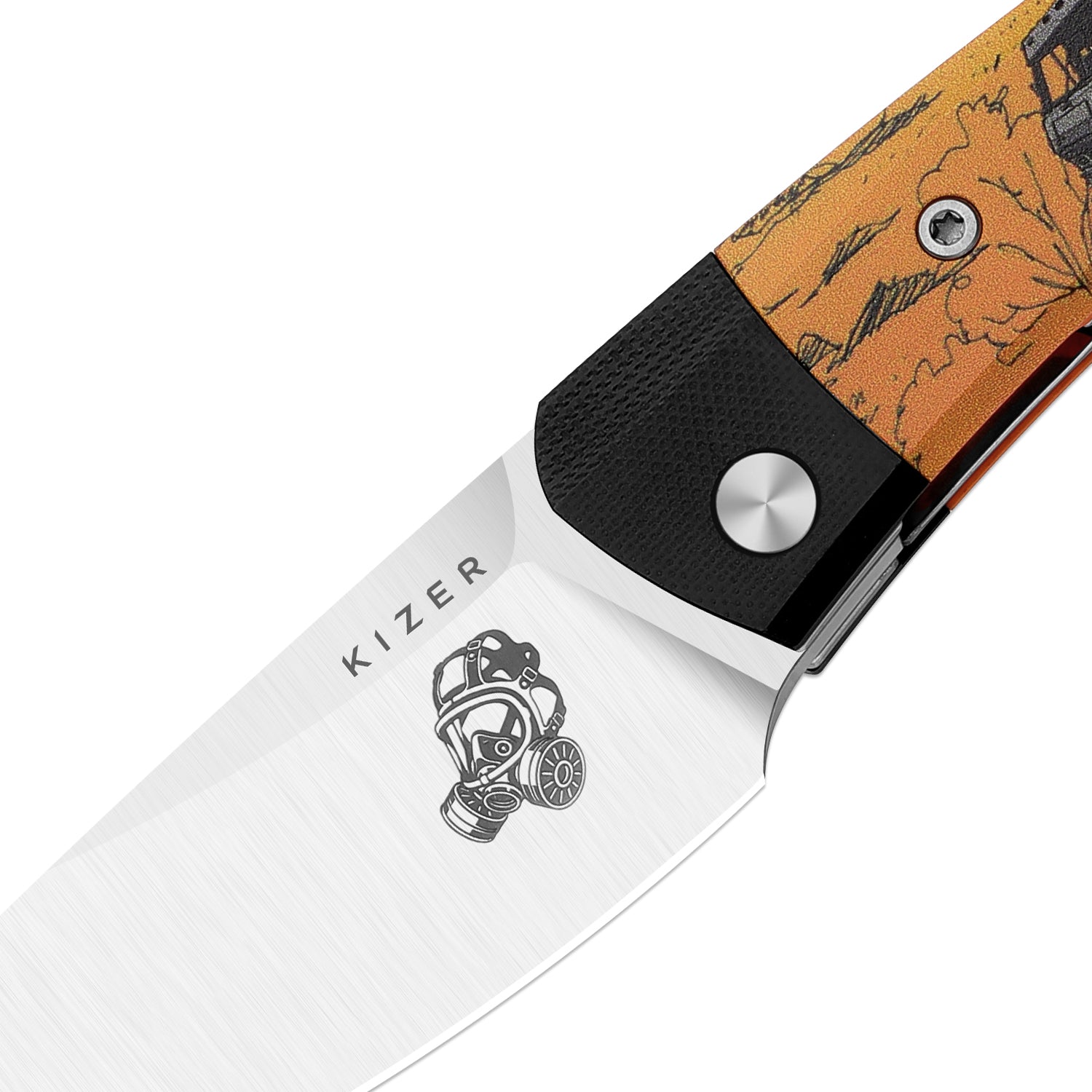 Kizer MOMO Nozhikov Exclusive – Nitro-V Satin Blade & G10 Printed Hand