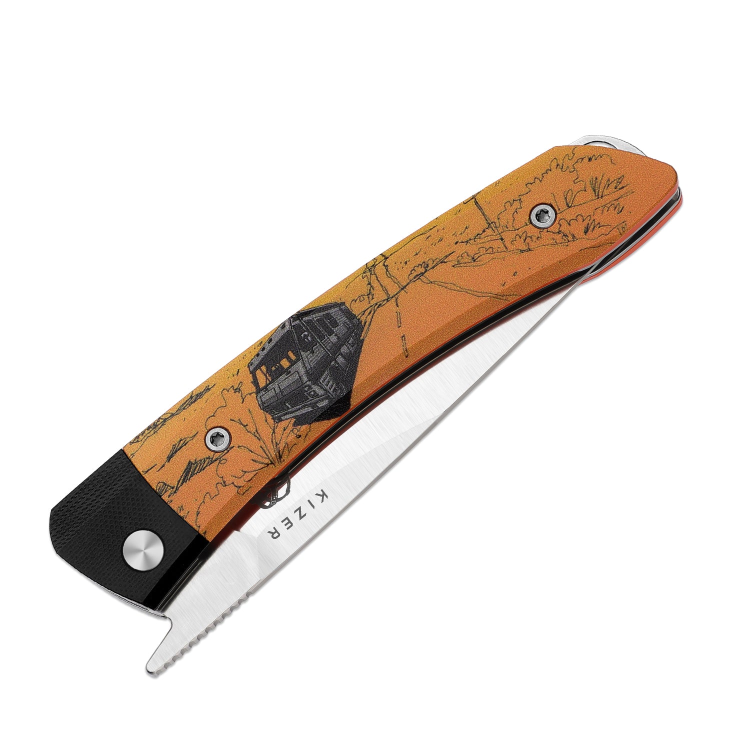 Kizer MOMO Nozhikov Exclusive – Nitro-V Satin Blade & G10 Printed Hand