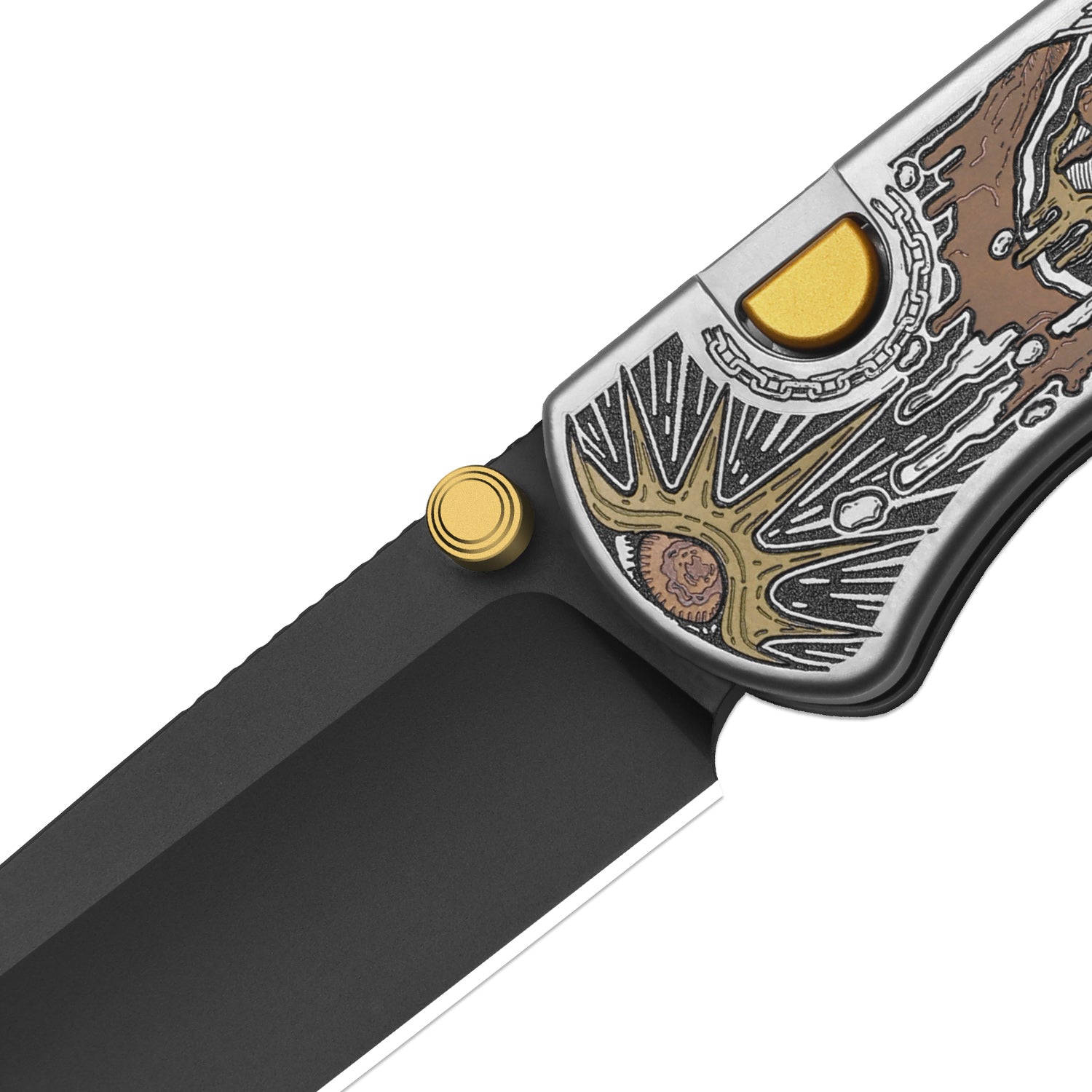 Drop Bear® Zero | K390 | Polished DLC Ultra | Hollow Grind | Titanium (Laser Engraved with Multi-tone Inlays) | Kizer Button Liner Lock™ | KizerX™ 3619BDLA2
