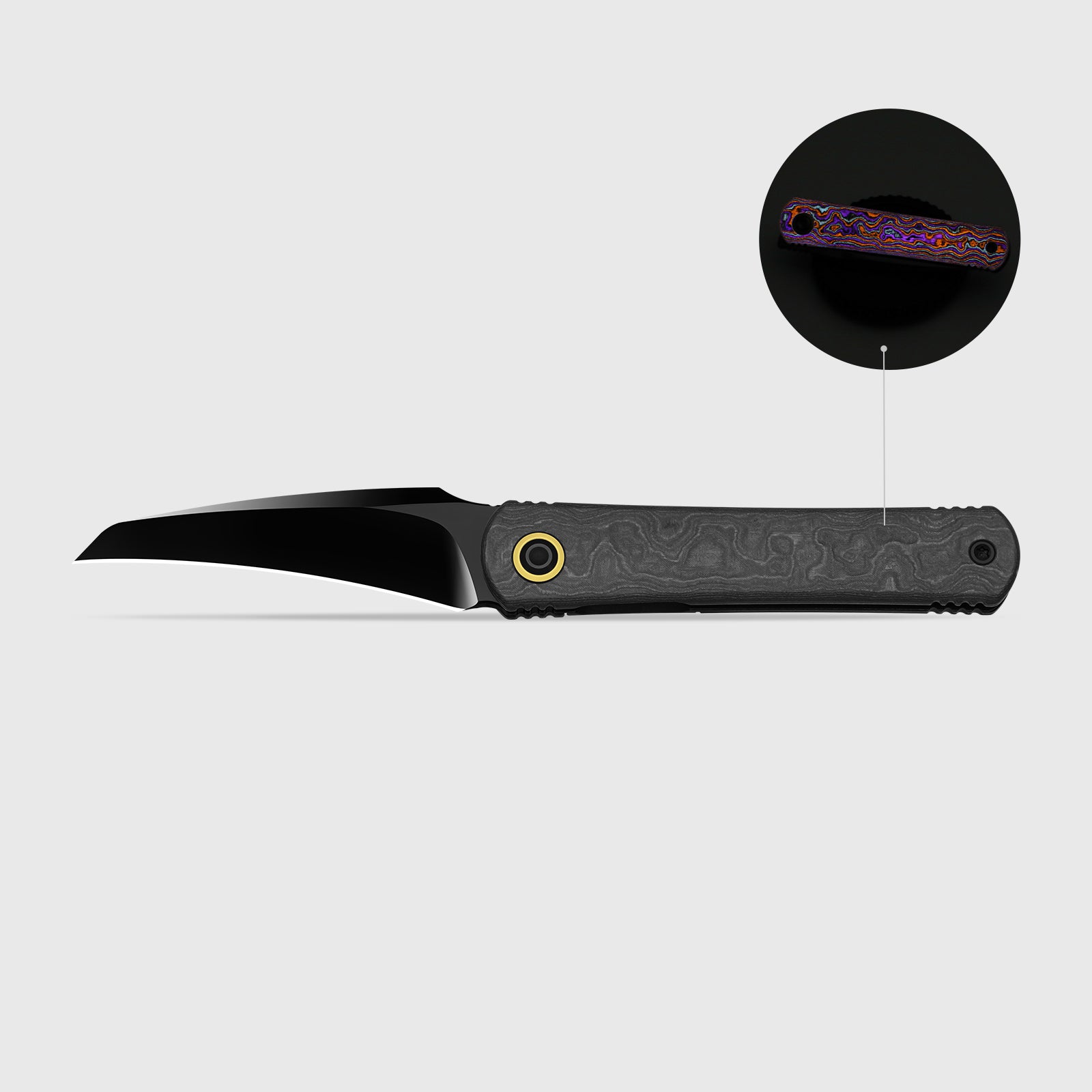 Feist 3 | CPM S90V + Polished DLC Ultra | Titanium (Matte DLC Ultra) & KizerNova™ Quartz | Hawkbill | KizerX™ 3499.3A8