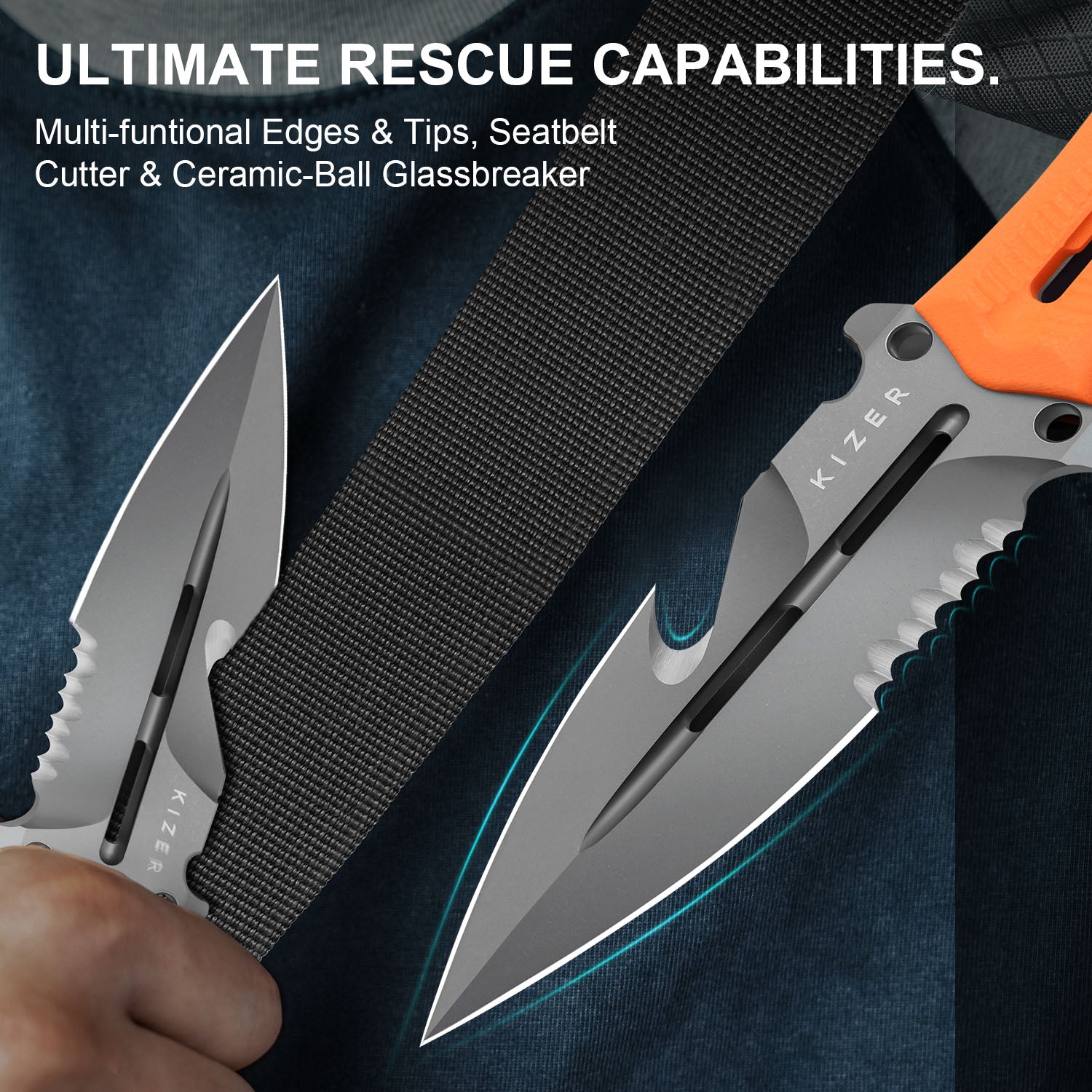 NORCROSS | Nitro-V | Orange G10 | ZX-FB01A5 - Double Edged | KIZERX®