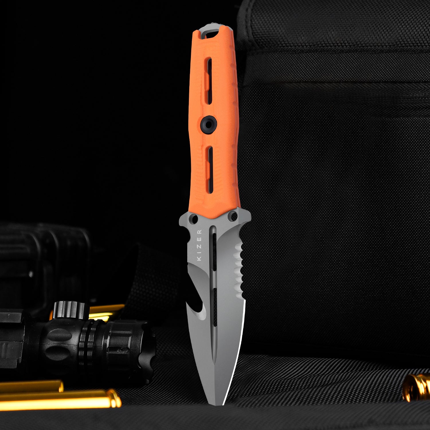 NORCROSS | Nitro-V | Orange G10 | ZX-FB01A6 - Single Edged | KIZERX®