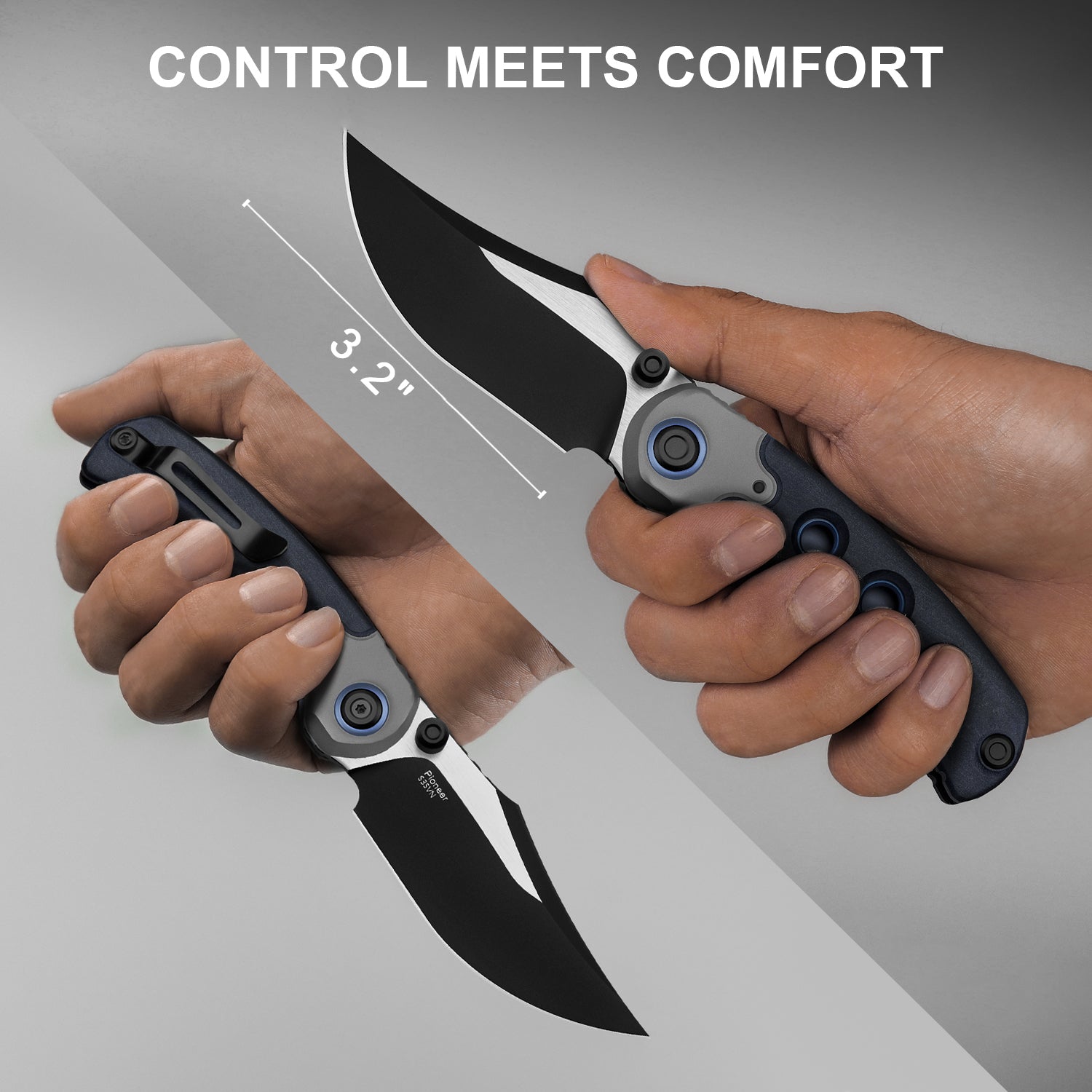 PIONEER 3.2 inch S35VN Blue Canyon & Titanium ZX-FK03A2-Kizer