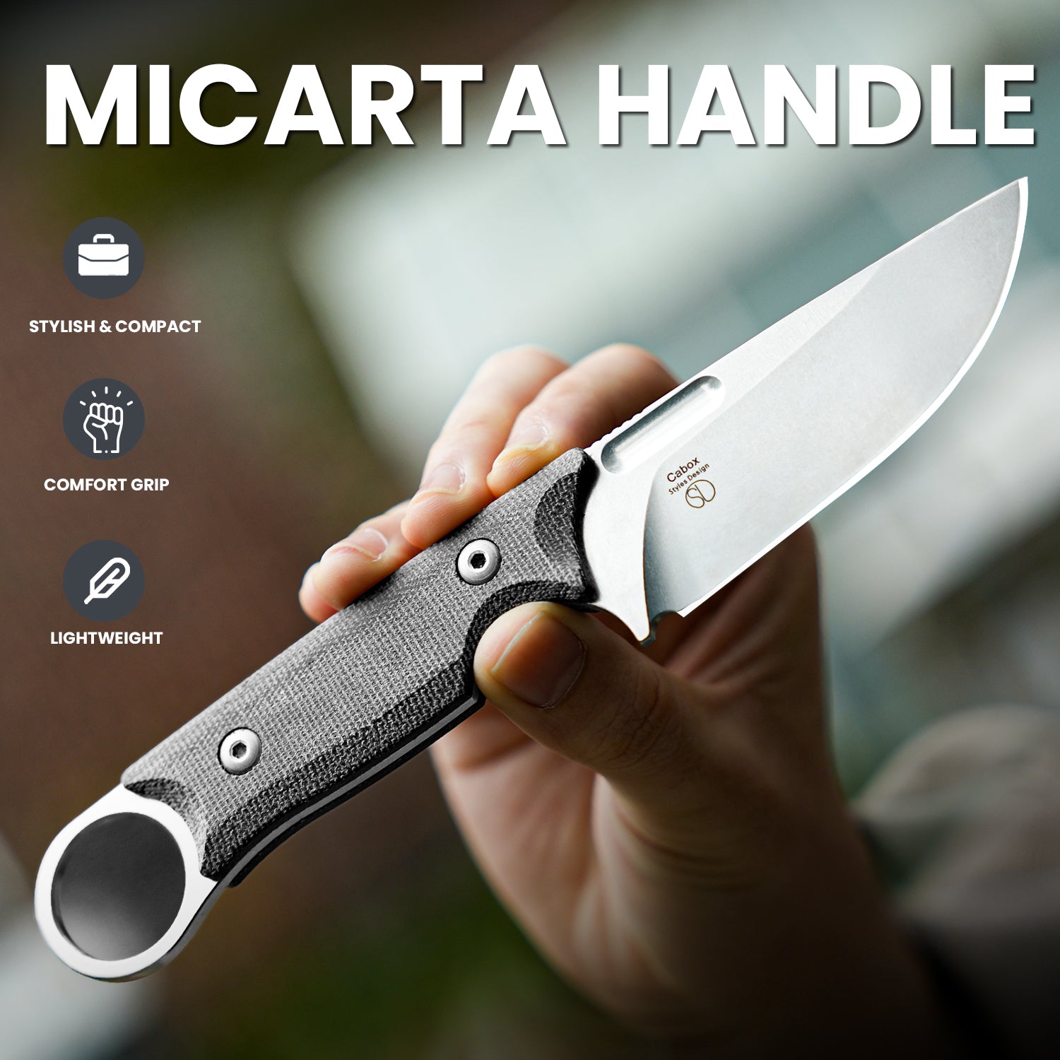 Cabox 3.346 inch D2 Fixed Blade Micarta Handle 1048A1-Kizer