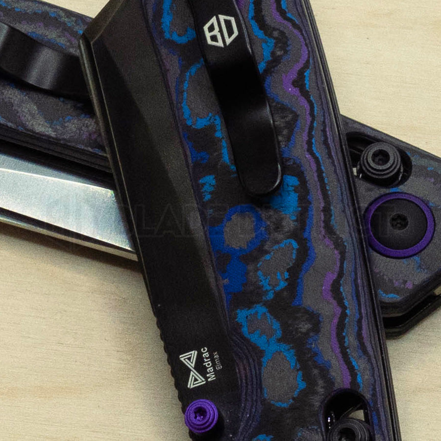 Kizer Madrac Knife Damtanium Camo Carbon Elmax Satin BLADE DISTRICT EX