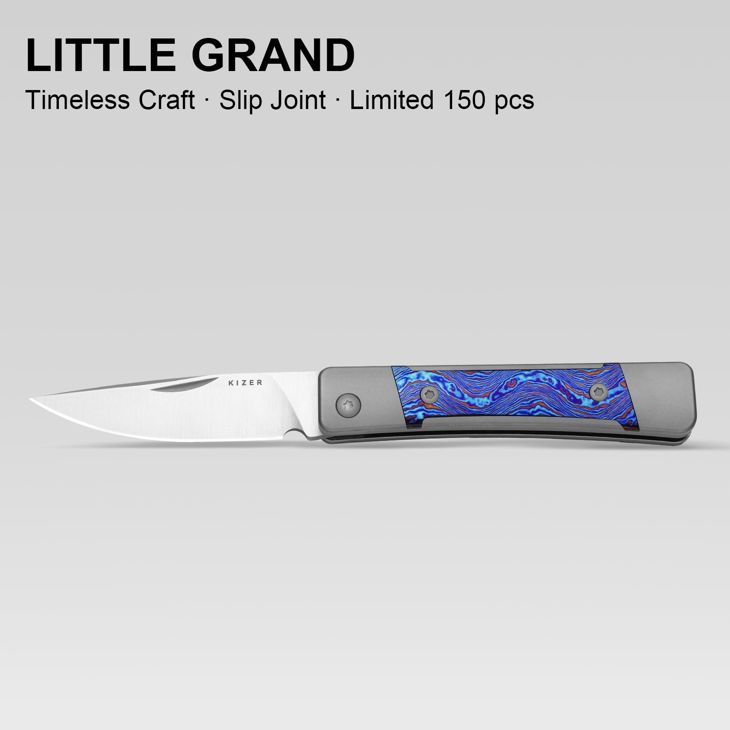 Little Grand | M390 | Titanium & Titanium Damascus | KizerB™ 2670A3 | Limited