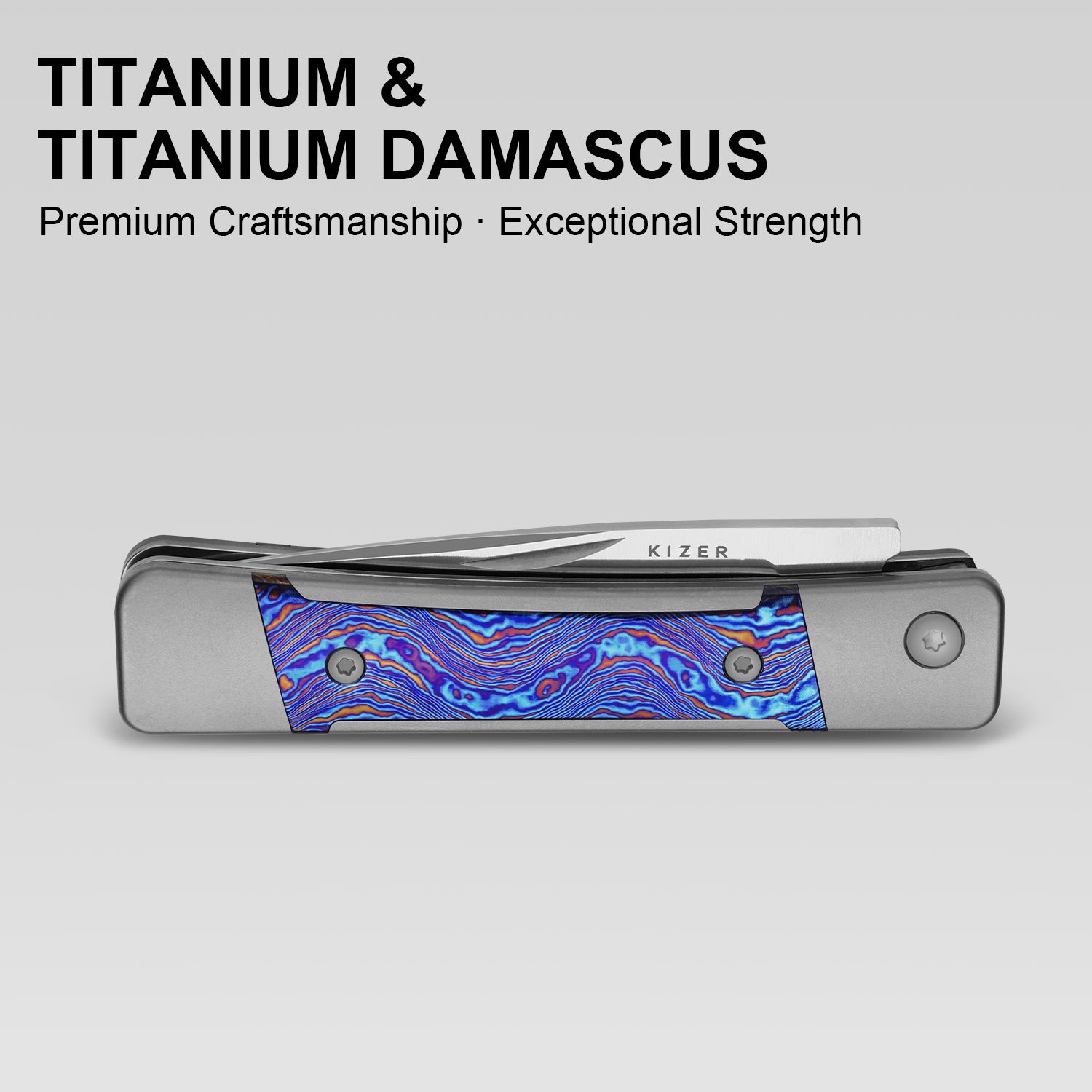 Little Grand | M390 | Titanium & Titanium Damascus | KizerB™ 2670A3 | Limited