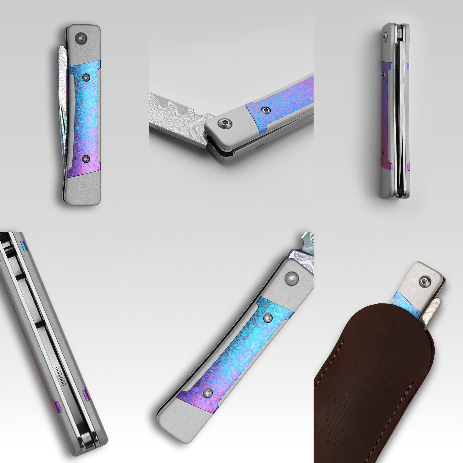 Little Grand 2.5 inch Rainbow Damascus Aluminum & Crystallized