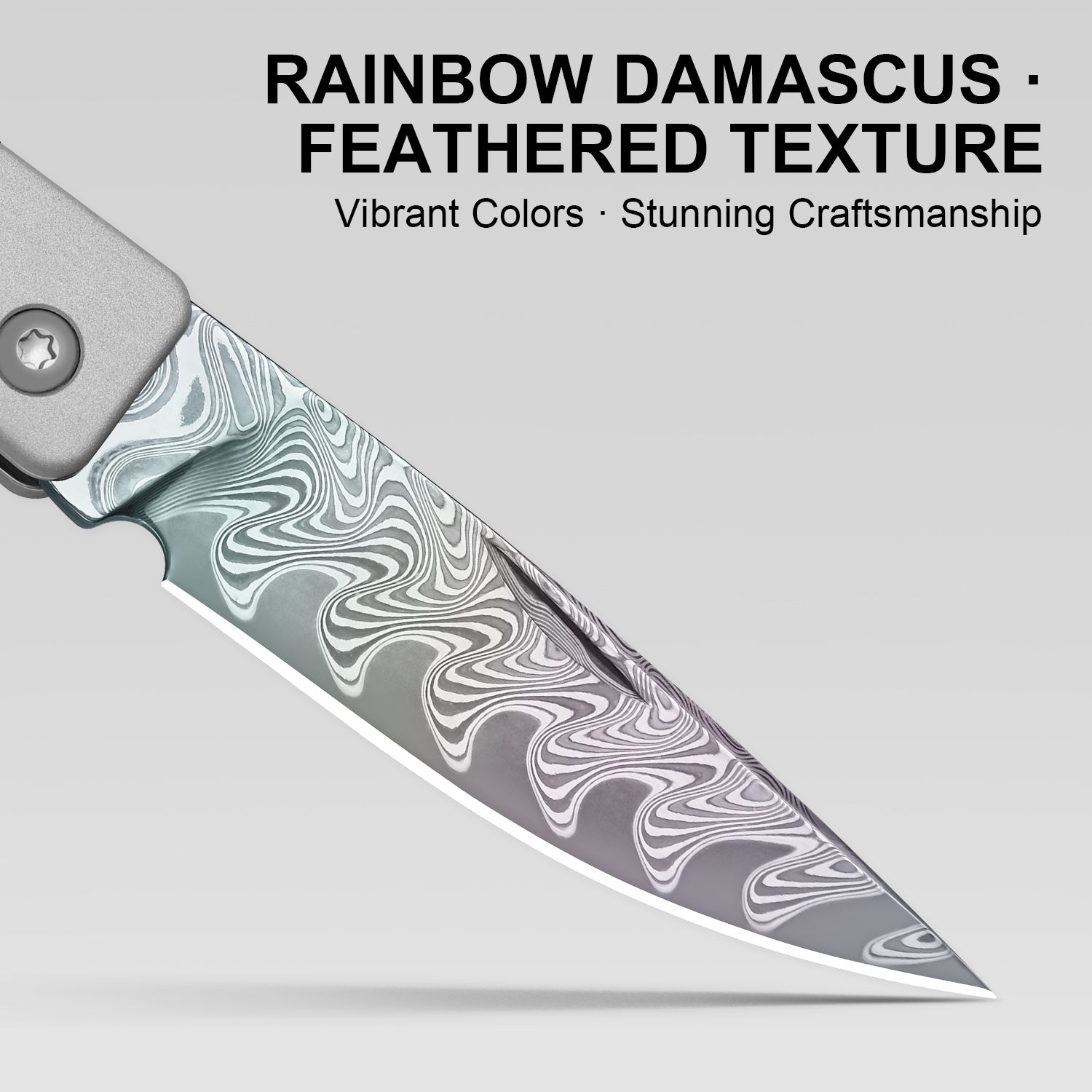 Little Grand 2.5 inch Rainbow Damascus Aluminum & Crystallized