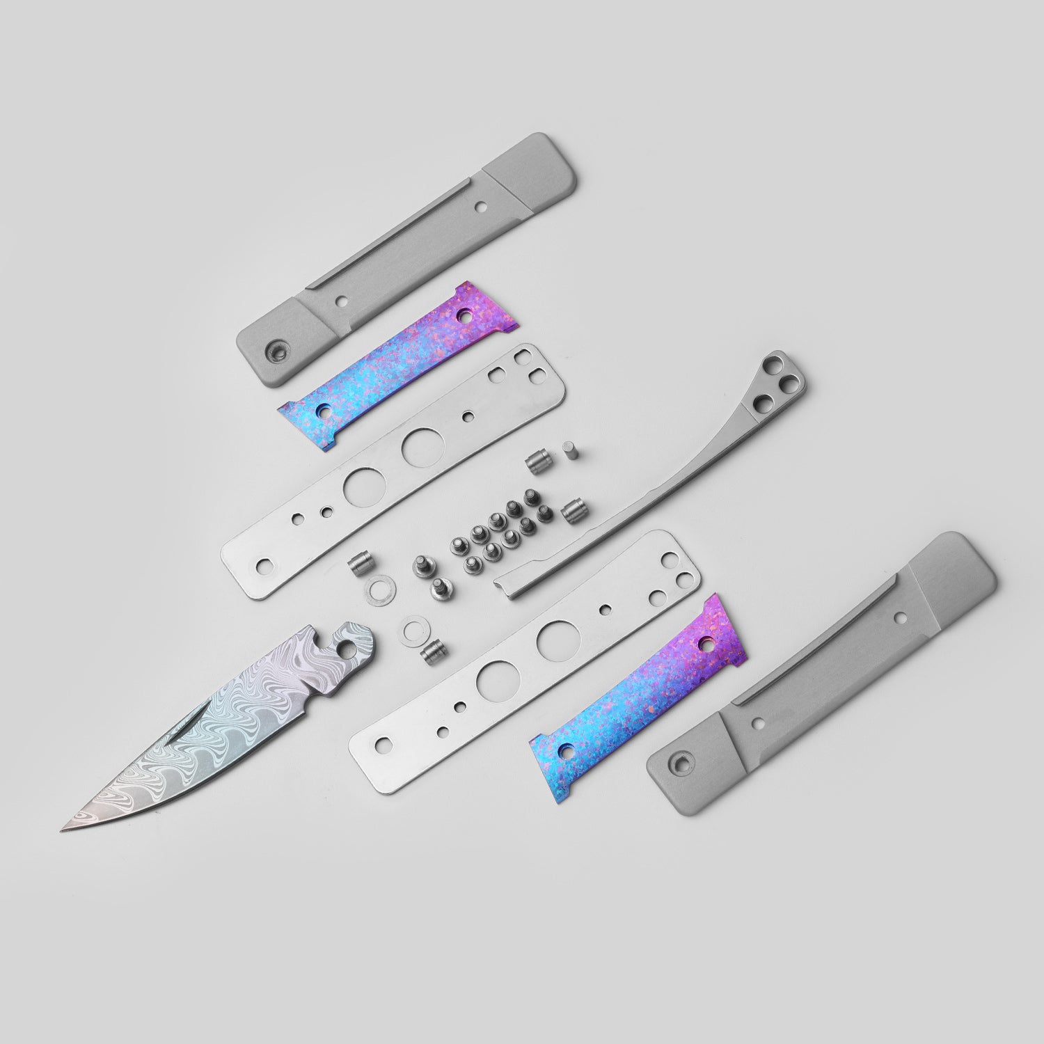 Little Grand 2.5 inch Rainbow Damascus Aluminum & Crystallized