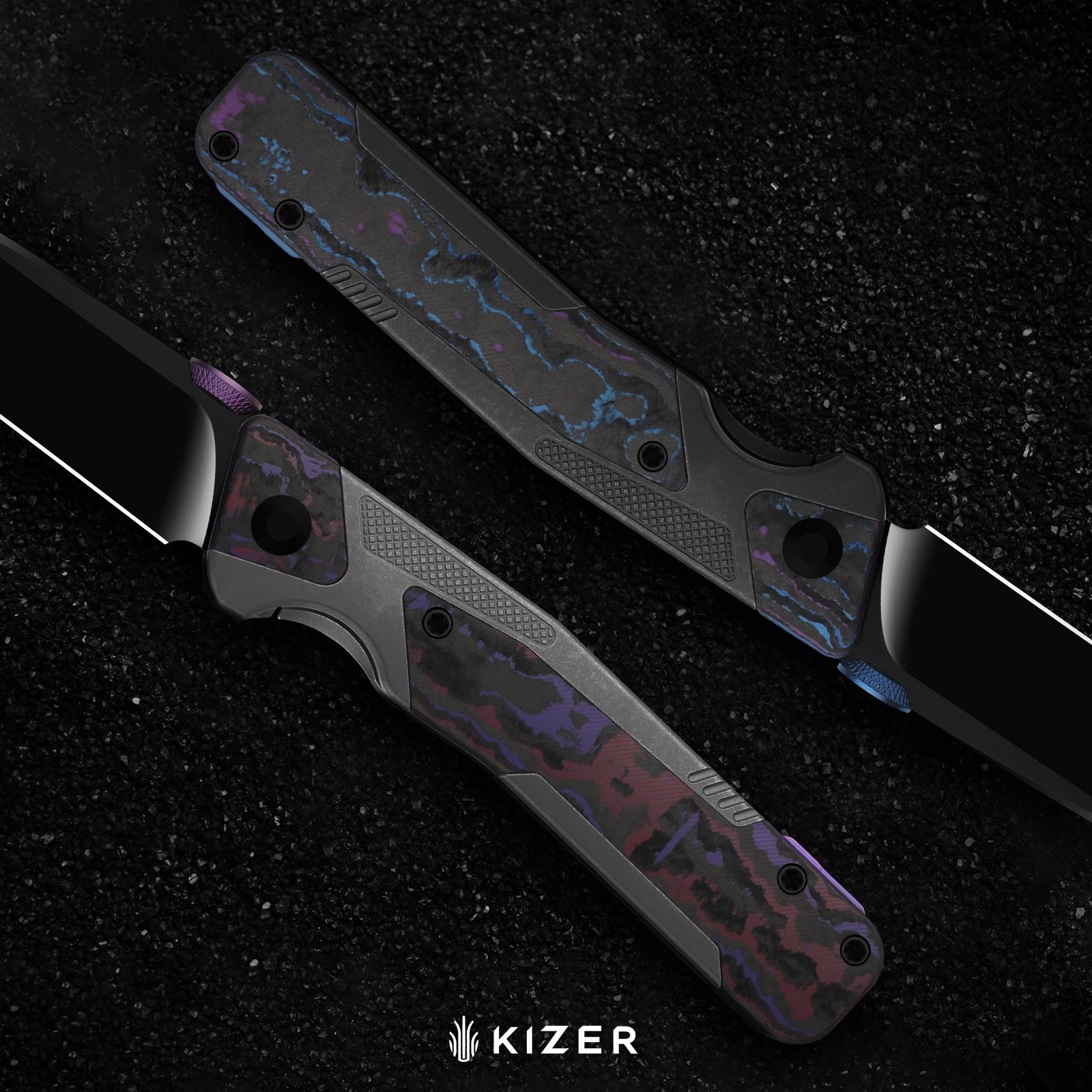Sable Chief | K390 | Polished DLC Ultra | Titanium & CamoCarbon Damtanium | KizerB™ 3745A1