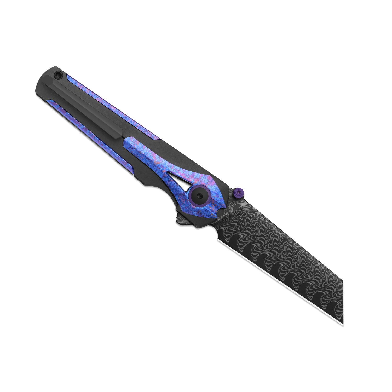 Staff | Frame Lock | Damascus | Titanium & Crystallized Titanium | Aci