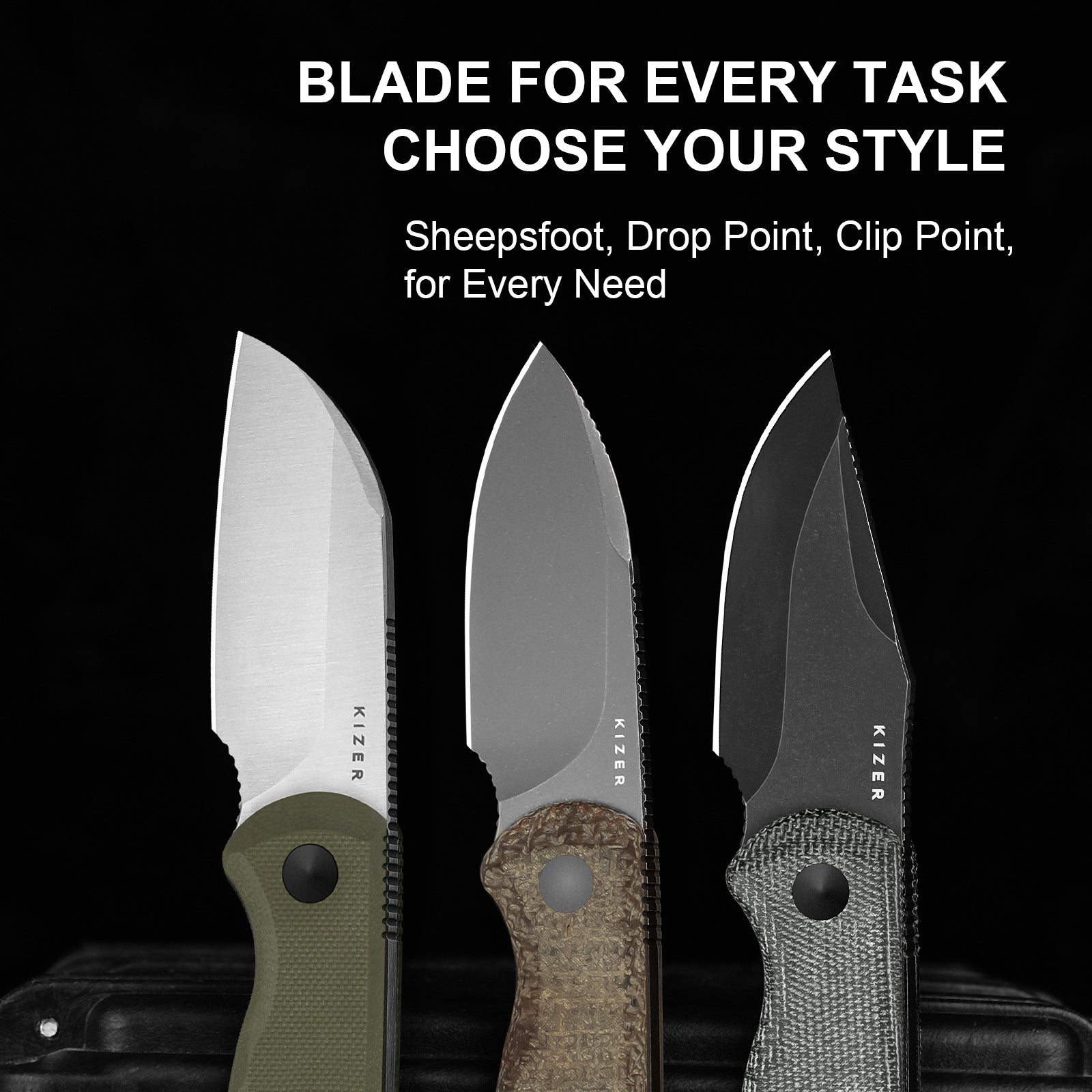 Drop Bear 2.57 inch 14C28N Burlap Micarta 1094A1-Kizer