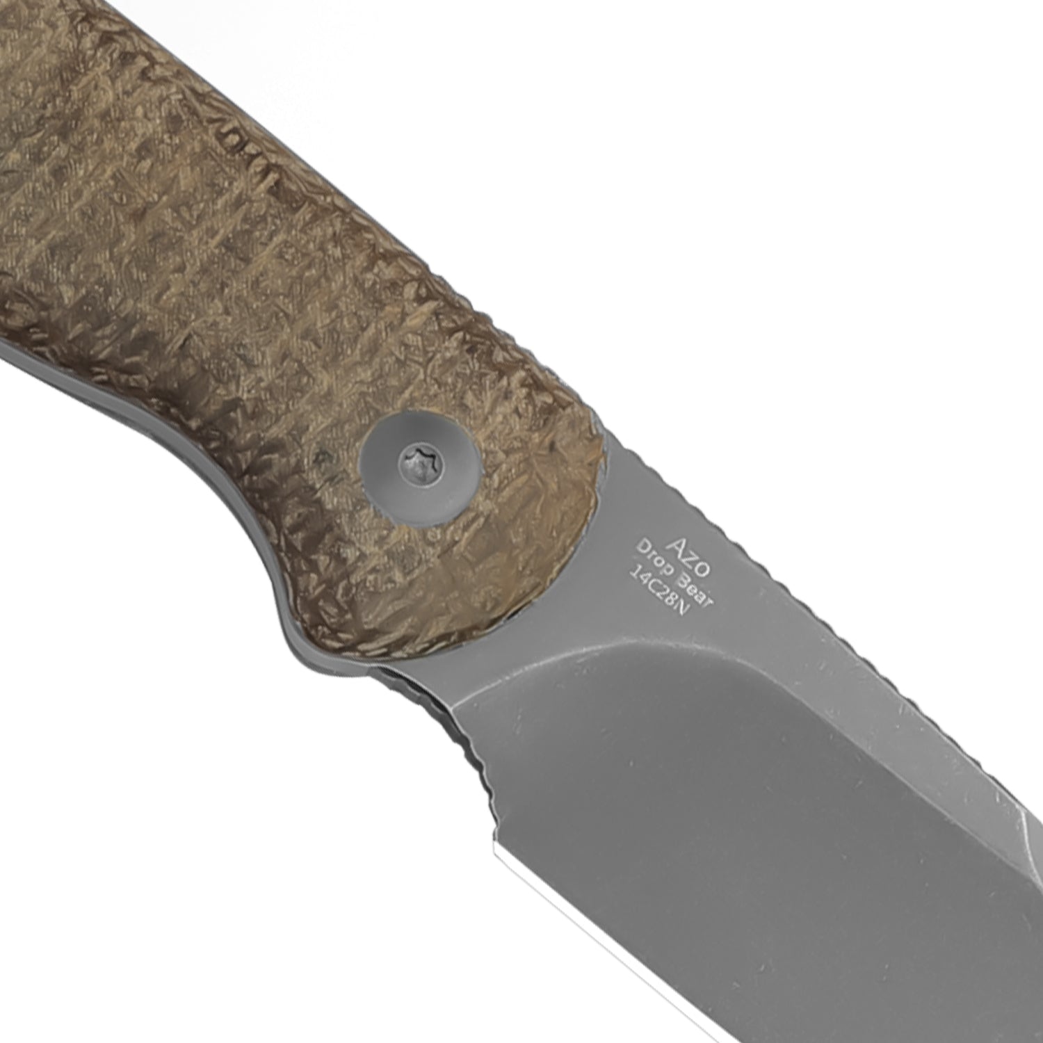 Drop Bear 2.57 inch 14C28N Burlap Micarta 1094A1-Kizer