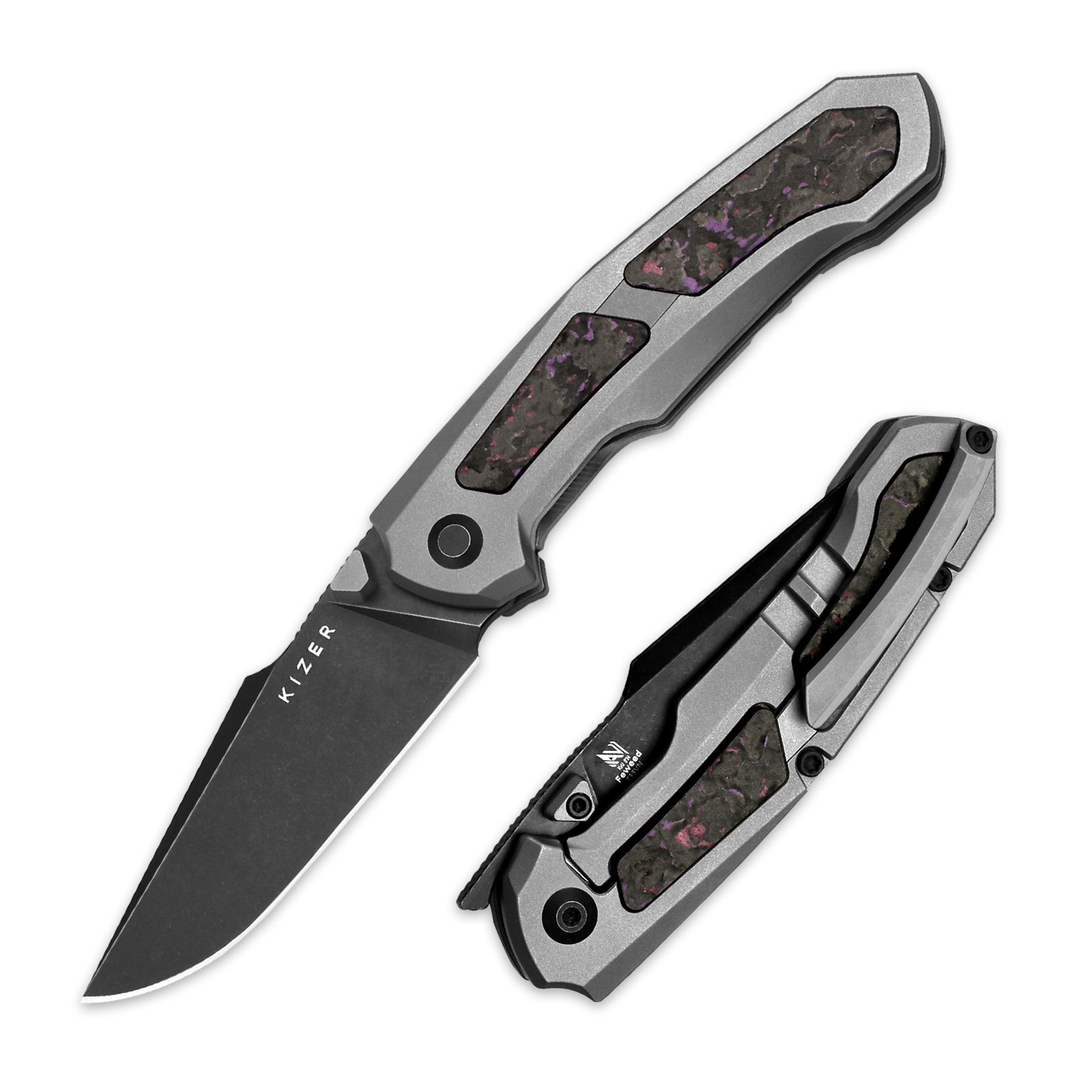 Feweed | S35VN | Titanium+ Fat Carbon（Purple haze）| KizerB™ 3694A1