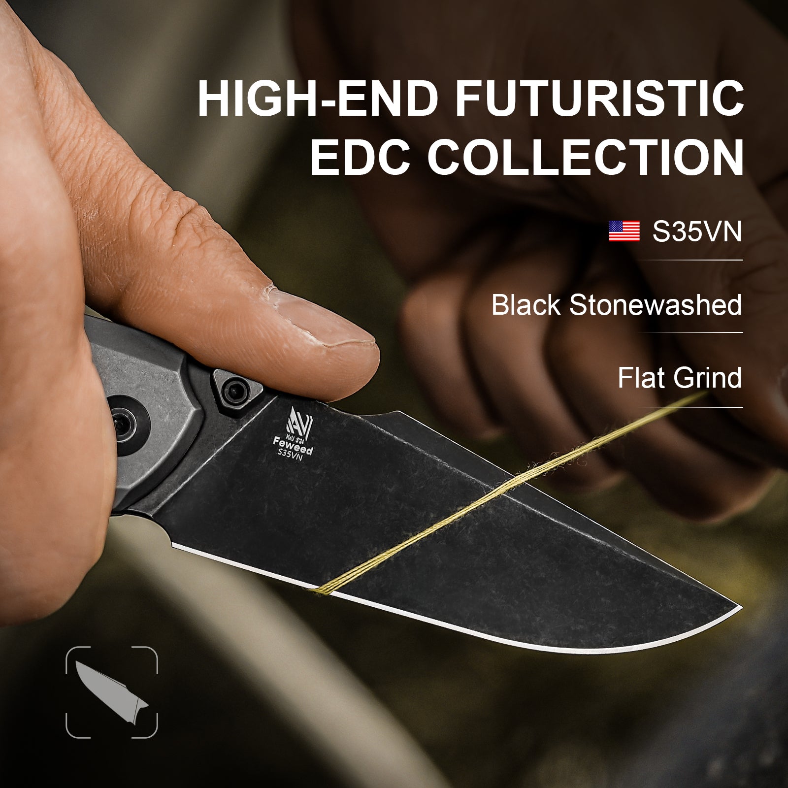 Feweed | S35VN | Titanium+ Fat Carbon（Purple haze）| Ki3694A1