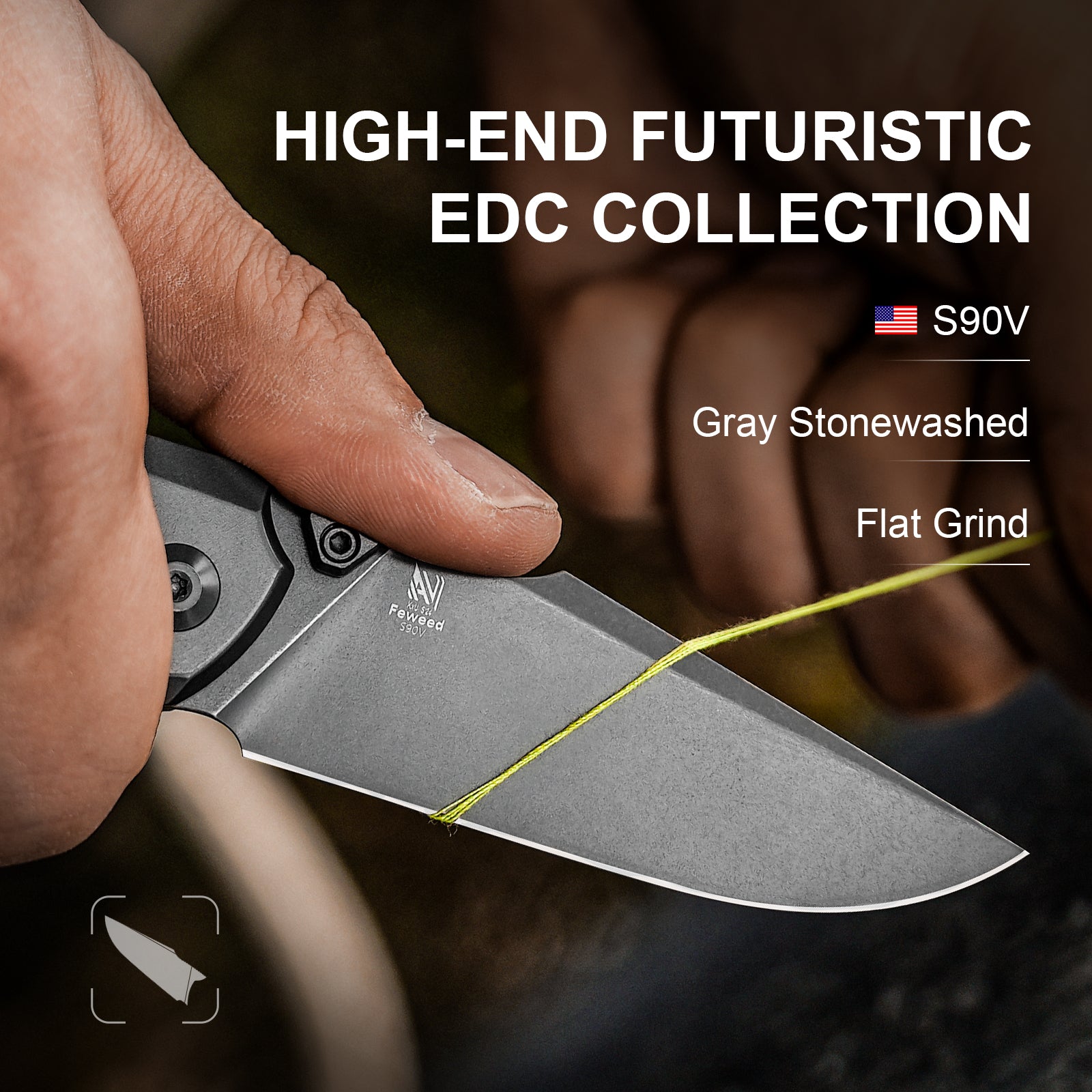 Feweed | S90V | Titanium+ Fat Carbon（Toxic Storm）| KizerB™ 3694A2