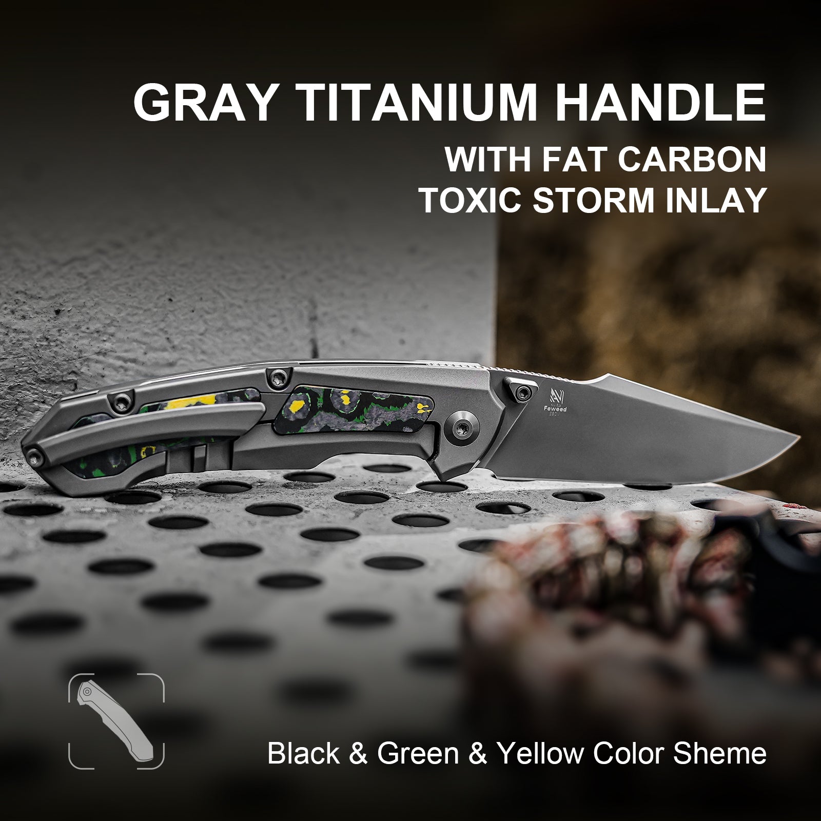 Feweed | S90V | Titanium+ Fat Carbon（Toxic Storm）| KizerB™ 3694A2