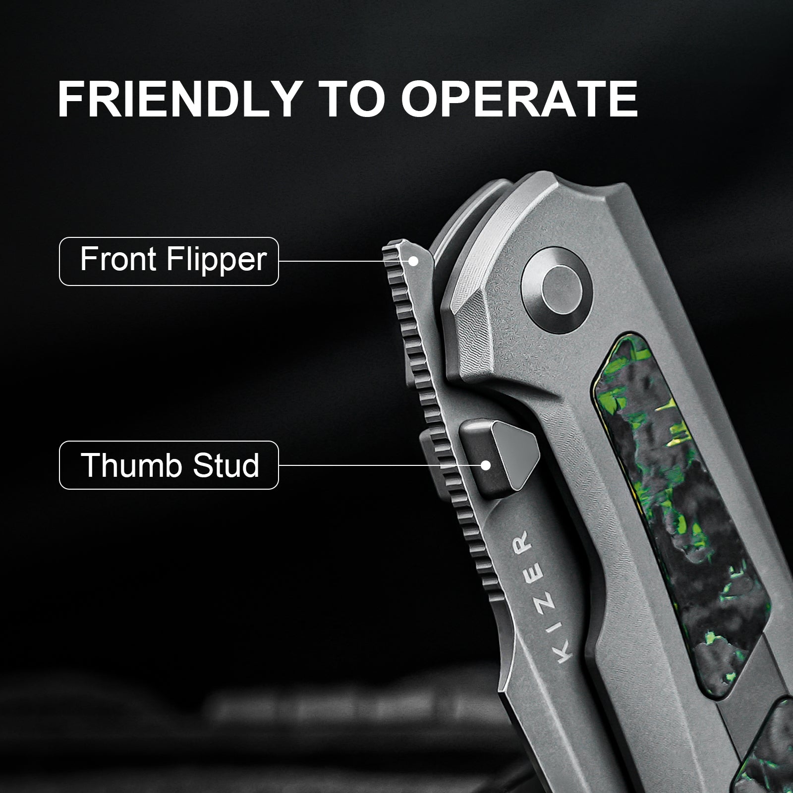 Feweed | S90V | Titanium+ Fat Carbon（Toxic Storm）| KizerB™ 3694A2