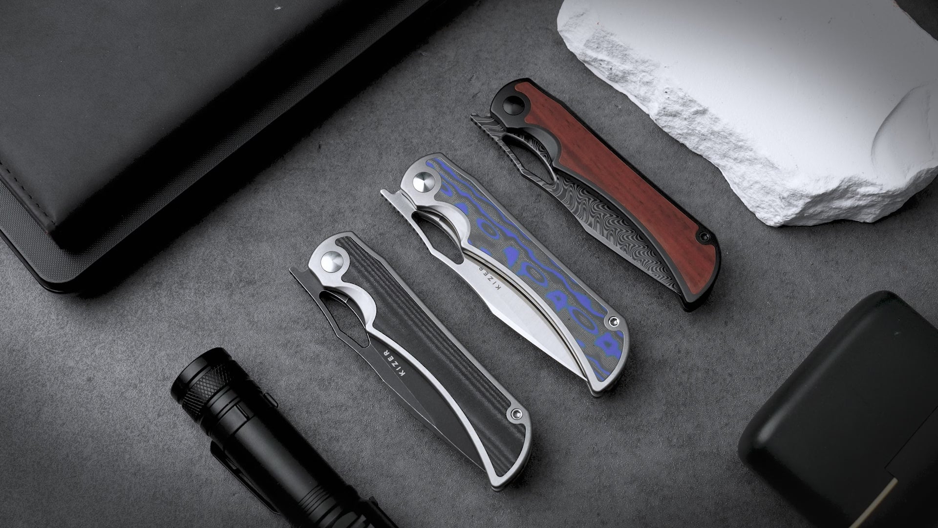 Allure S45VN Micarta With Vortex Pattern - Kizer