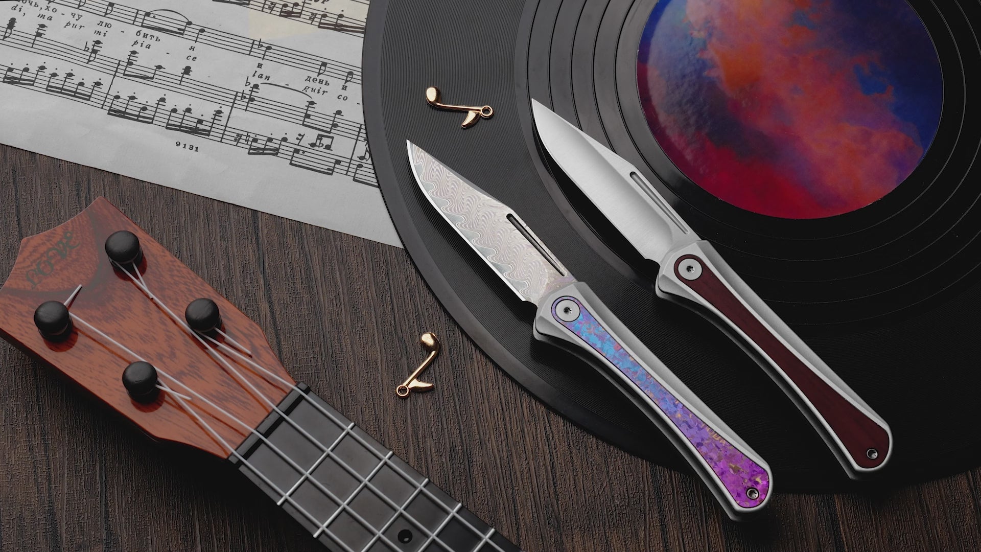 Melody | Rainbow Damascus | Aluminum & Crystallized Titanium | KizerB™