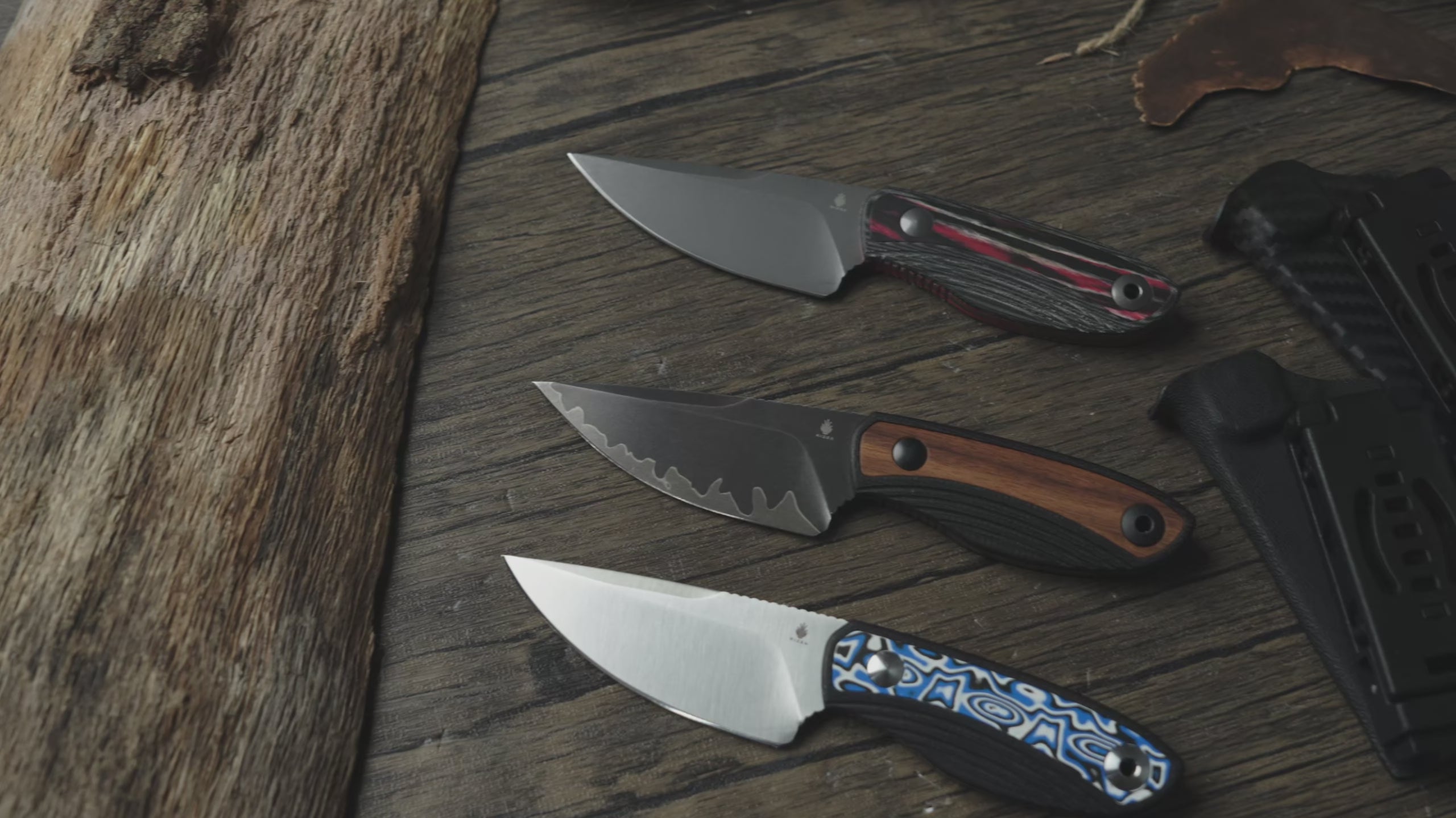 ナイフシザー Finch | 3-layer Composite Steel | Black G10 & Mkuruti Wood | Fixed Bla